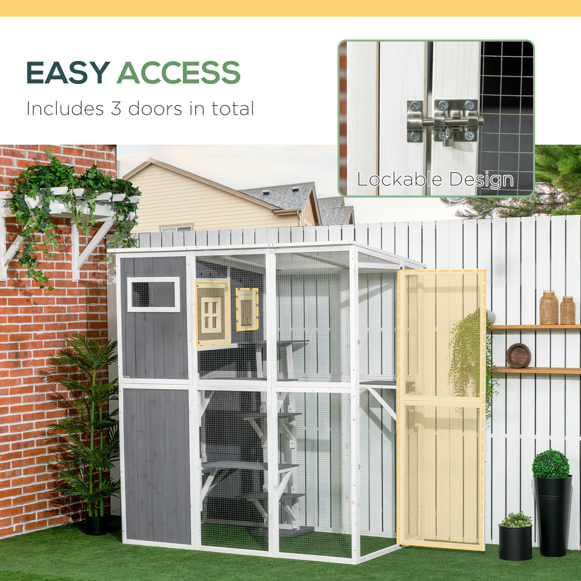 pawhut-catio-ext-rieur-walk-in-66-5-avec-plateformes-et-toit-pvc-gris-anthracite image 8