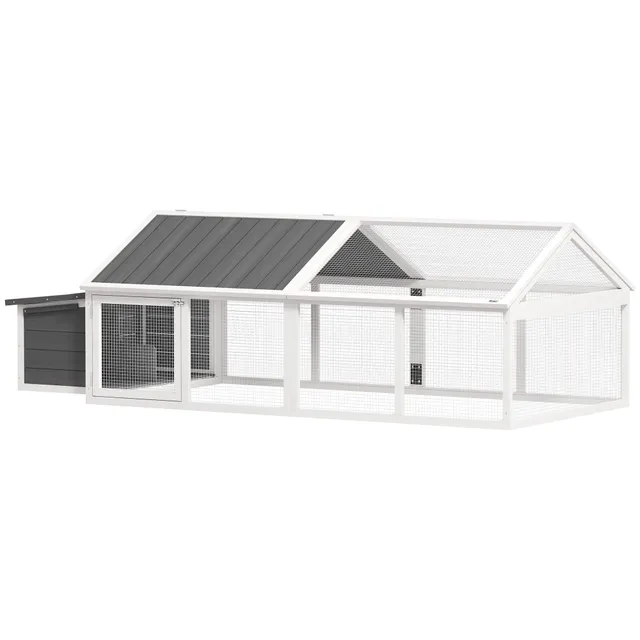 pawhut-grand-poulailler-enclos-95-pouces-avec-pondoir-et-toit-blanc image 1
