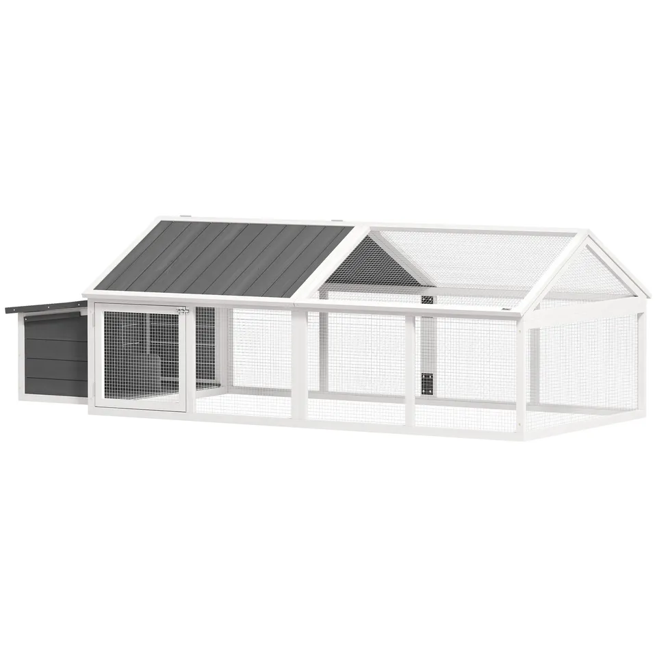 pawhut-grand-poulailler-enclos-95-pouces-avec-pondoir-et-toit-blanc image 1