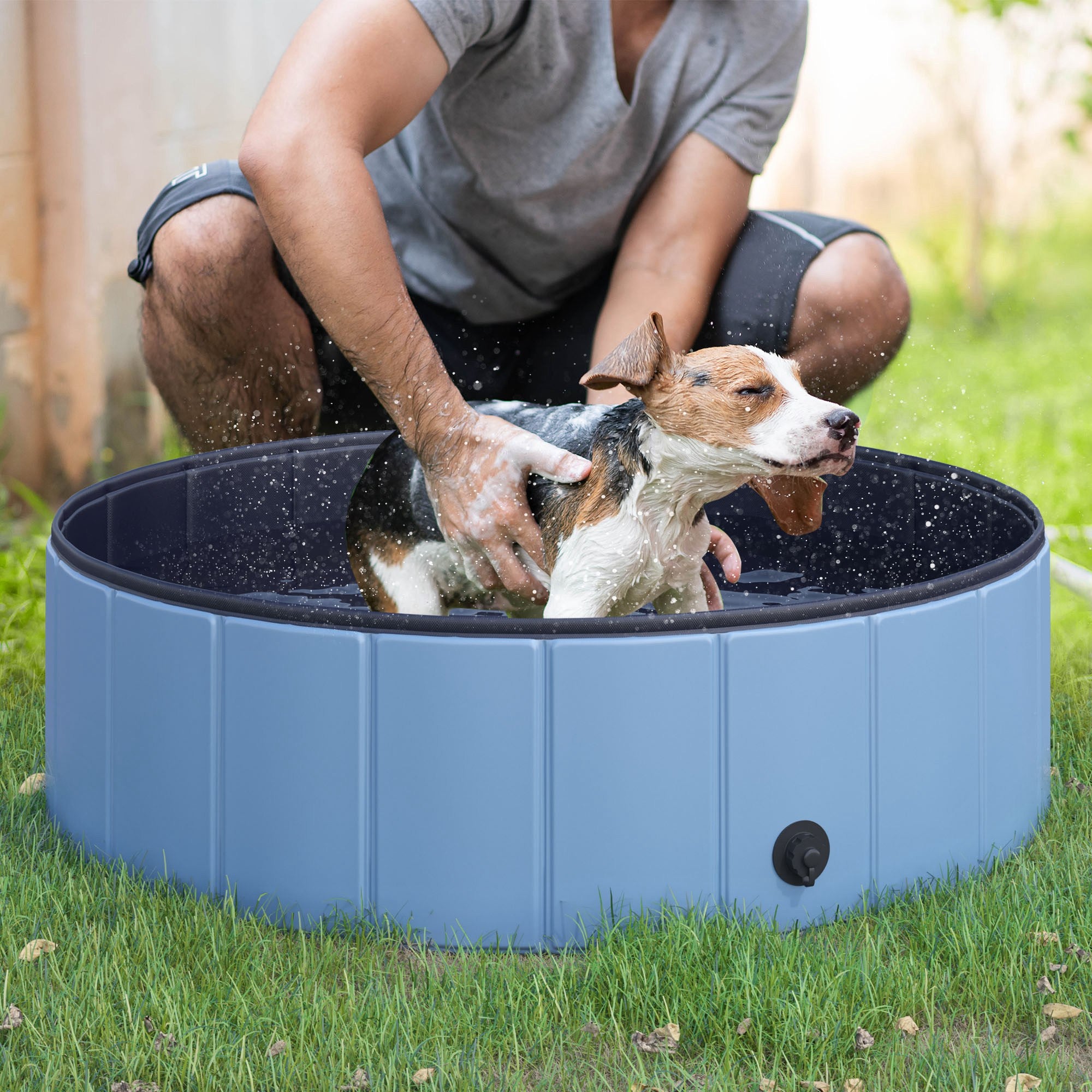 pawhut-piscine-pliable-pour-chien-bleue-100-x-30-cm-avec-vidange-et-fond-antid-r image 4
