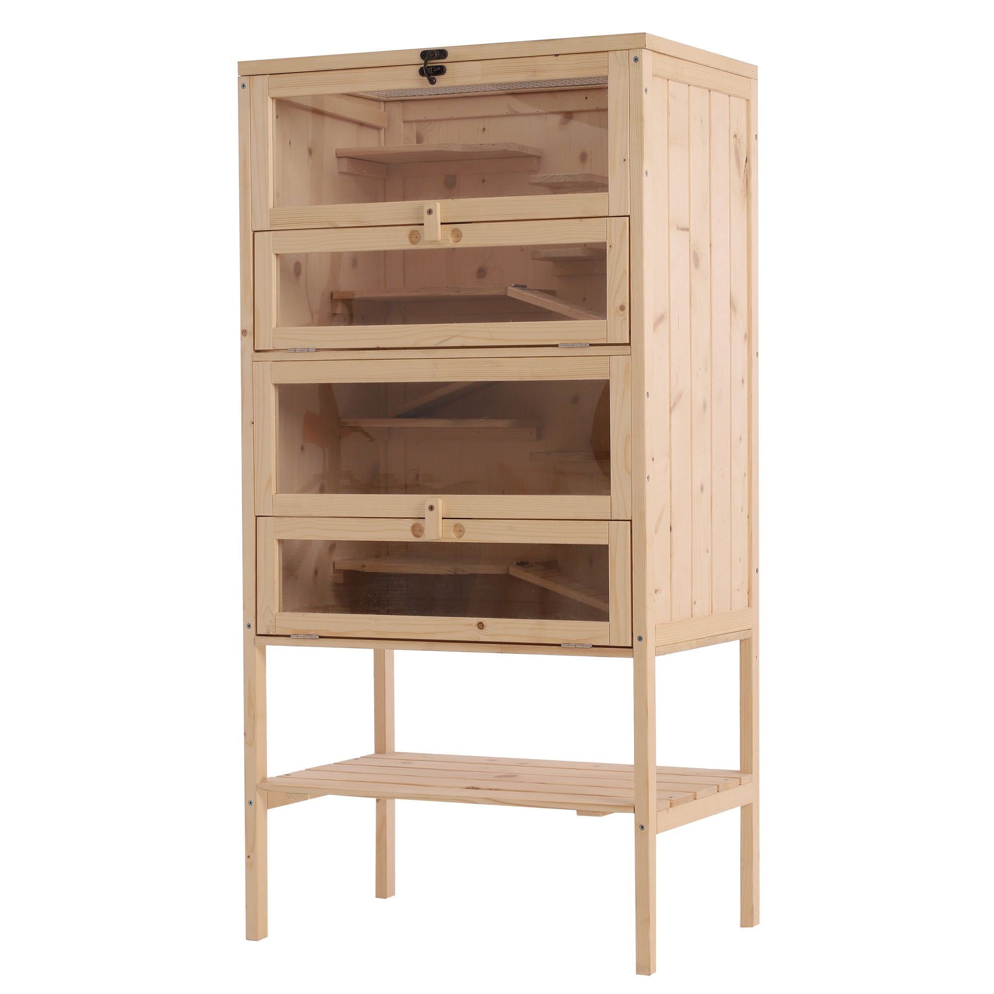 pawhut-habitat-hamster-en-bois-4-tages-avec-vue-claire-et-rangement image 2