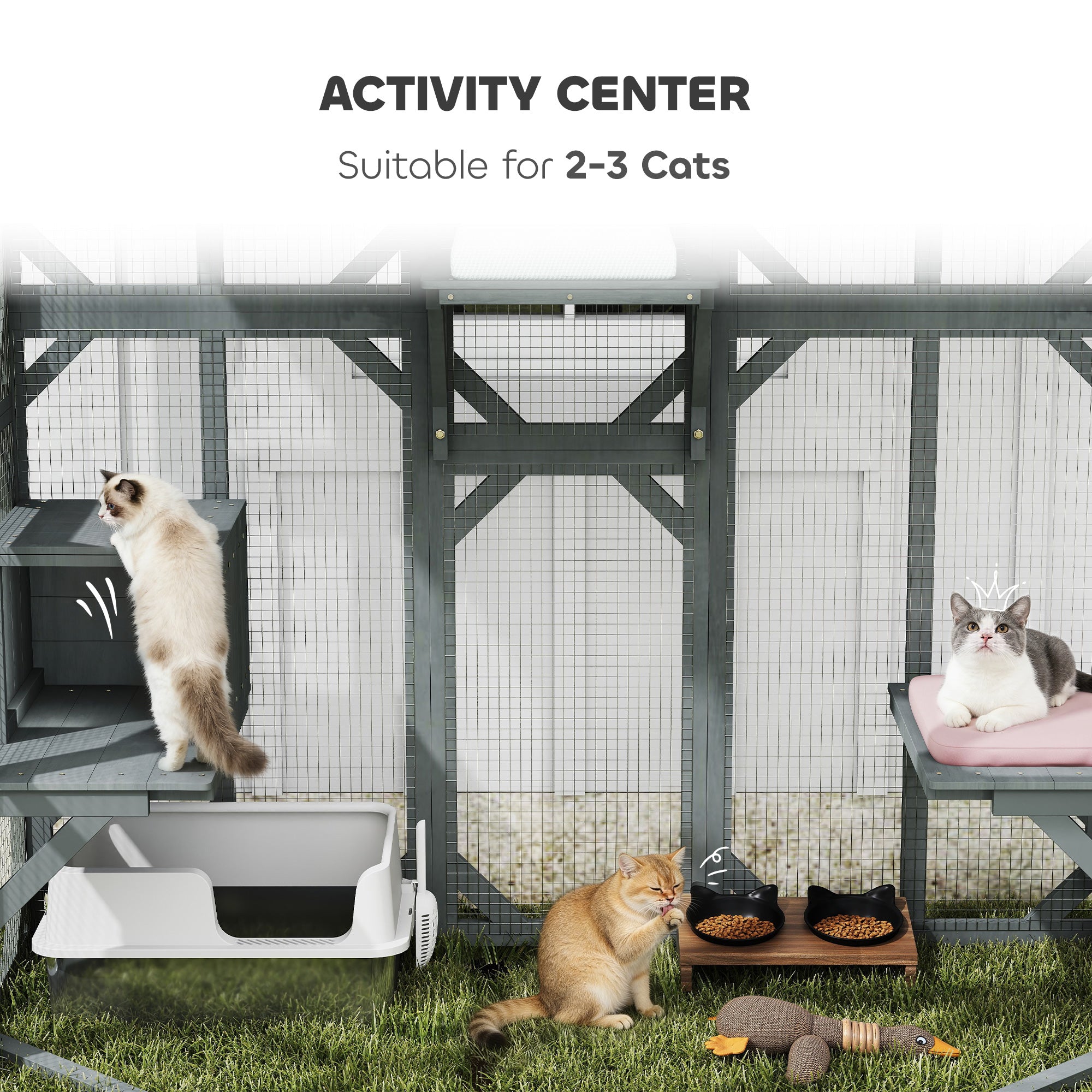 pawhut-pavillon-d-aventure-ext-rieur-pour-chat-walk-in-156-x-80-x-180-cm-gris image 6