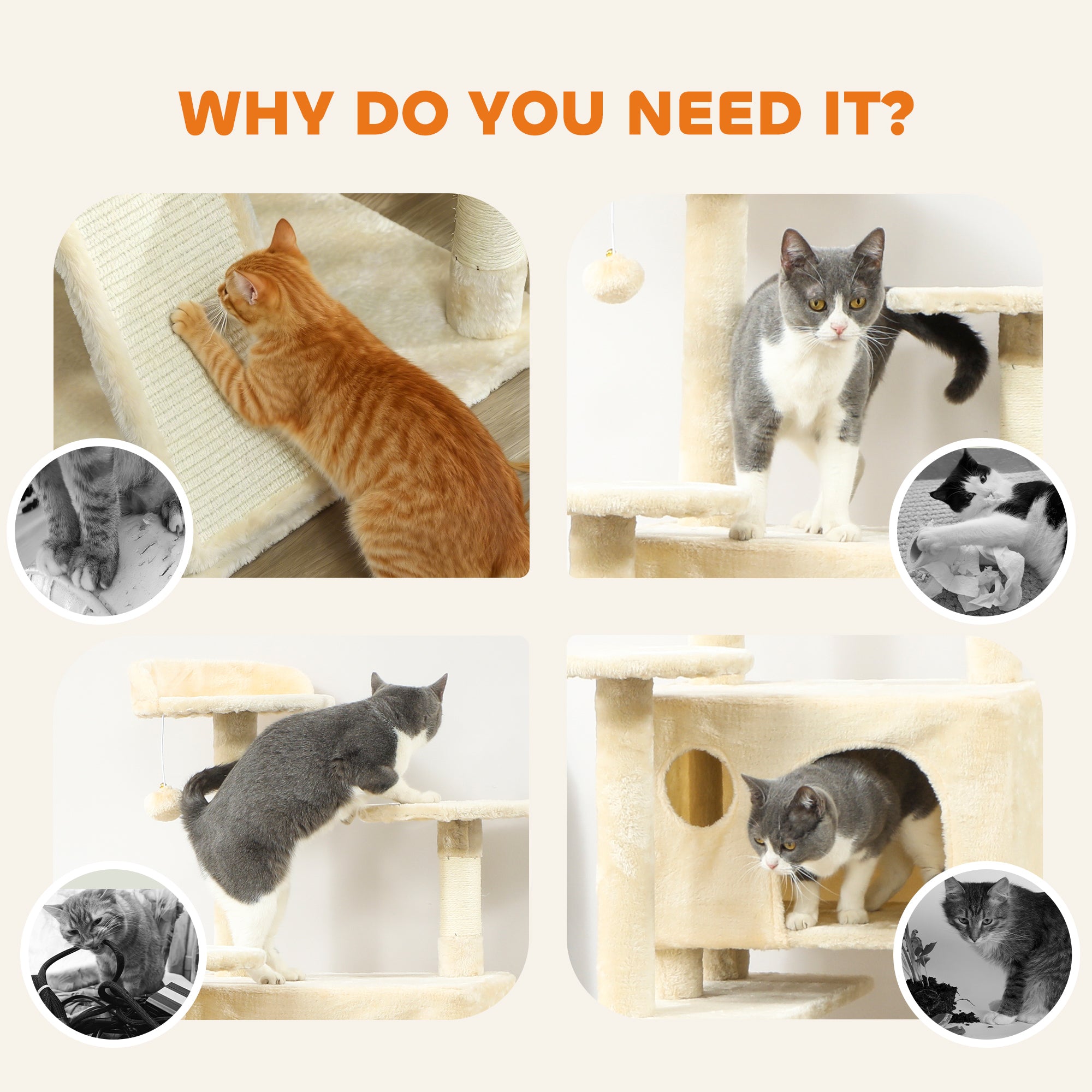 pawhut-arbre-chat-160-cm-blanc-cr-me-avec-condos-rampe-et-griffoirs image 8