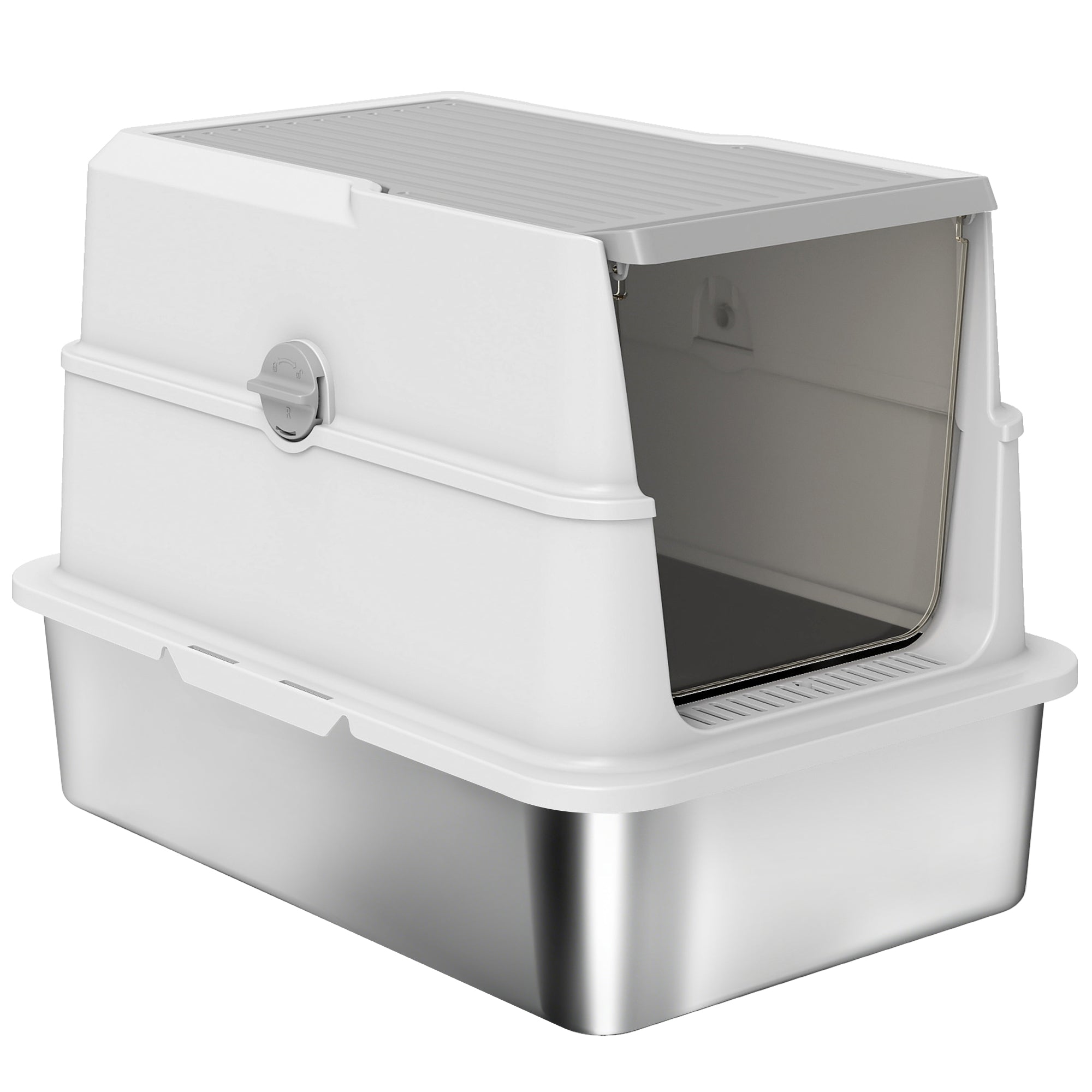 pawhut-bac-liti-re-chat-xl-ferm-inox-avec-d-sodorisant-acier image 2