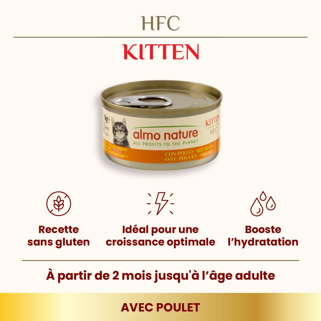 almo-nature-hfc-kitten-nourriture-humide-poulet-pour-chaton-70-g-x-24 image 2