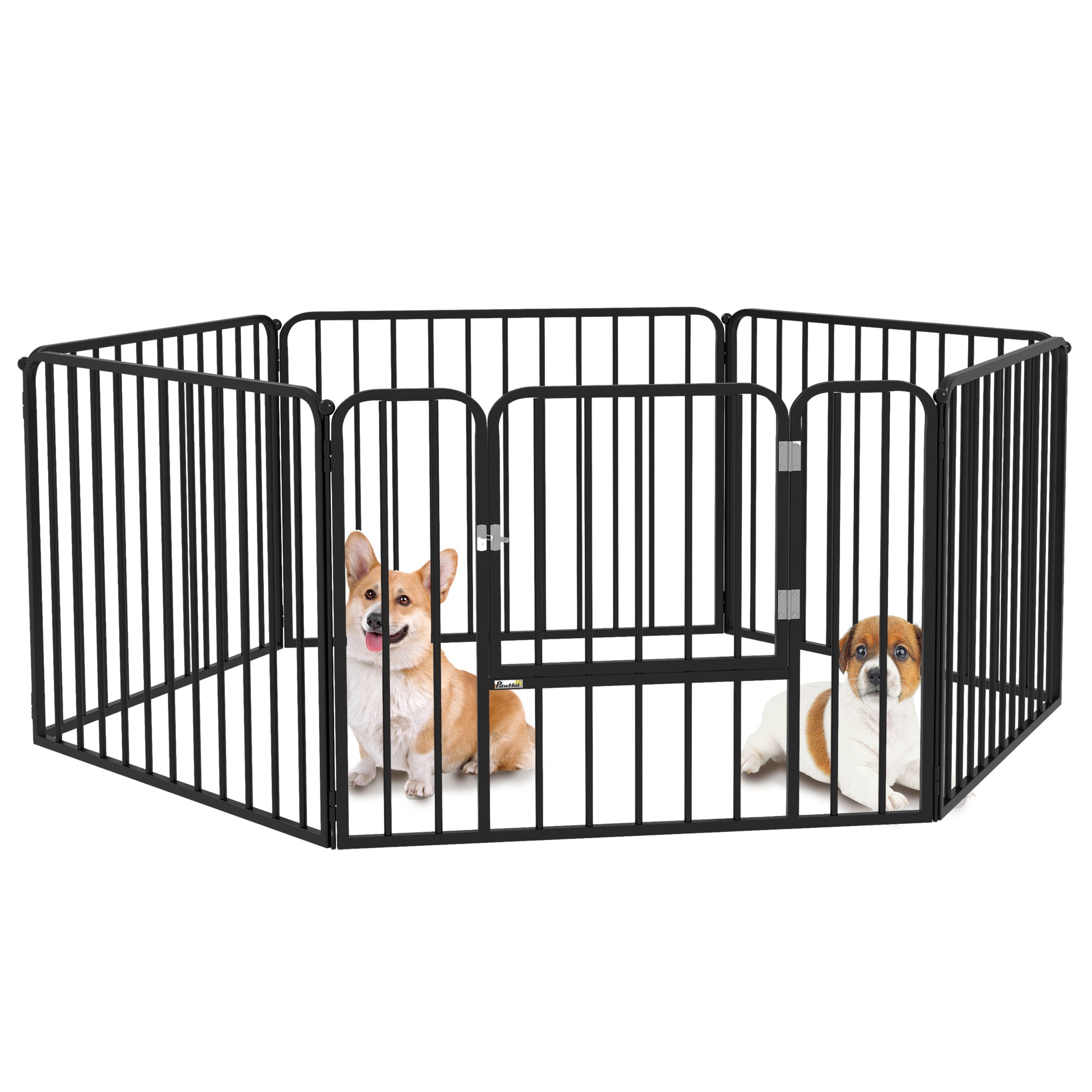 pawhut-parc-pour-chiot-8-panneaux-61-cm-acier-barres-verticales-fixation-murale image 1