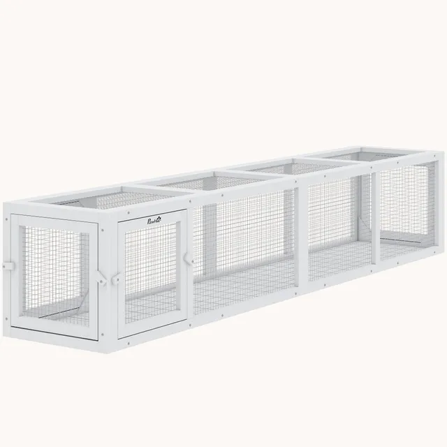 pawhut-tunnel-ext-rieur-pour-chat-79-en-bois-avec-b-che-blanc image 1