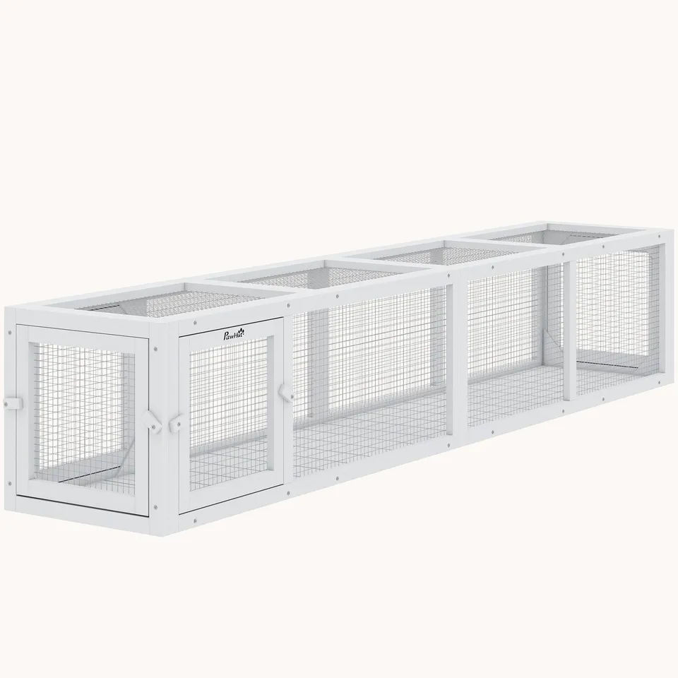 pawhut-tunnel-ext-rieur-pour-chat-79-en-bois-avec-b-che-blanc image 1