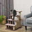 pawhut-escalier-pour-chat-4-marches-tapis-avec-griffoirs-et-balle-marron image 3