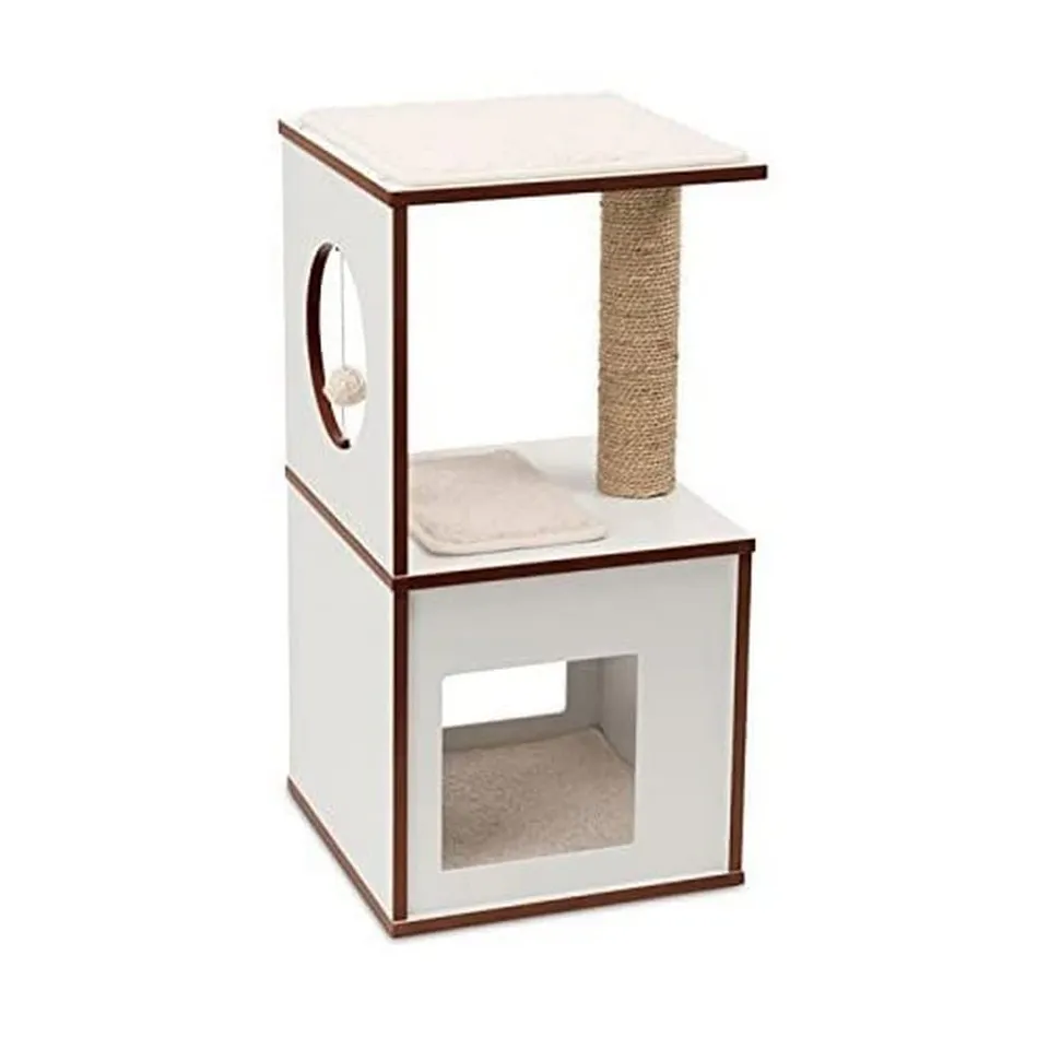 catit-vesper-tabouret-blanc-taille-s-arbre-chat-cube-avec-griffoir image 1