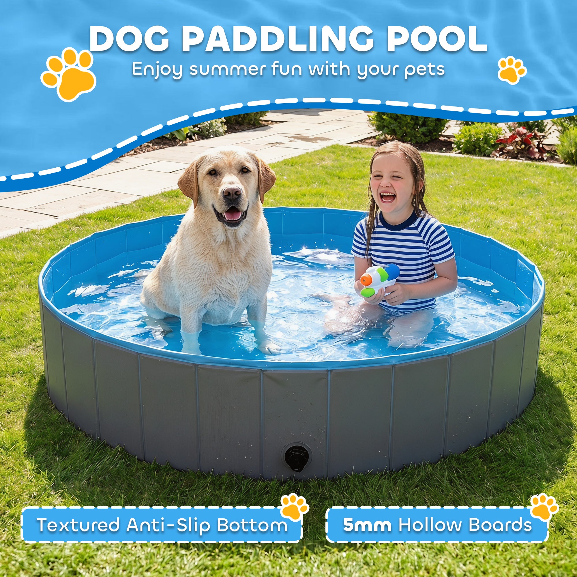 pawhut-piscine-pliable-pour-chien-160-x-30-cm-bleu-et-gris-fonc-avec-adaptateur- image 6