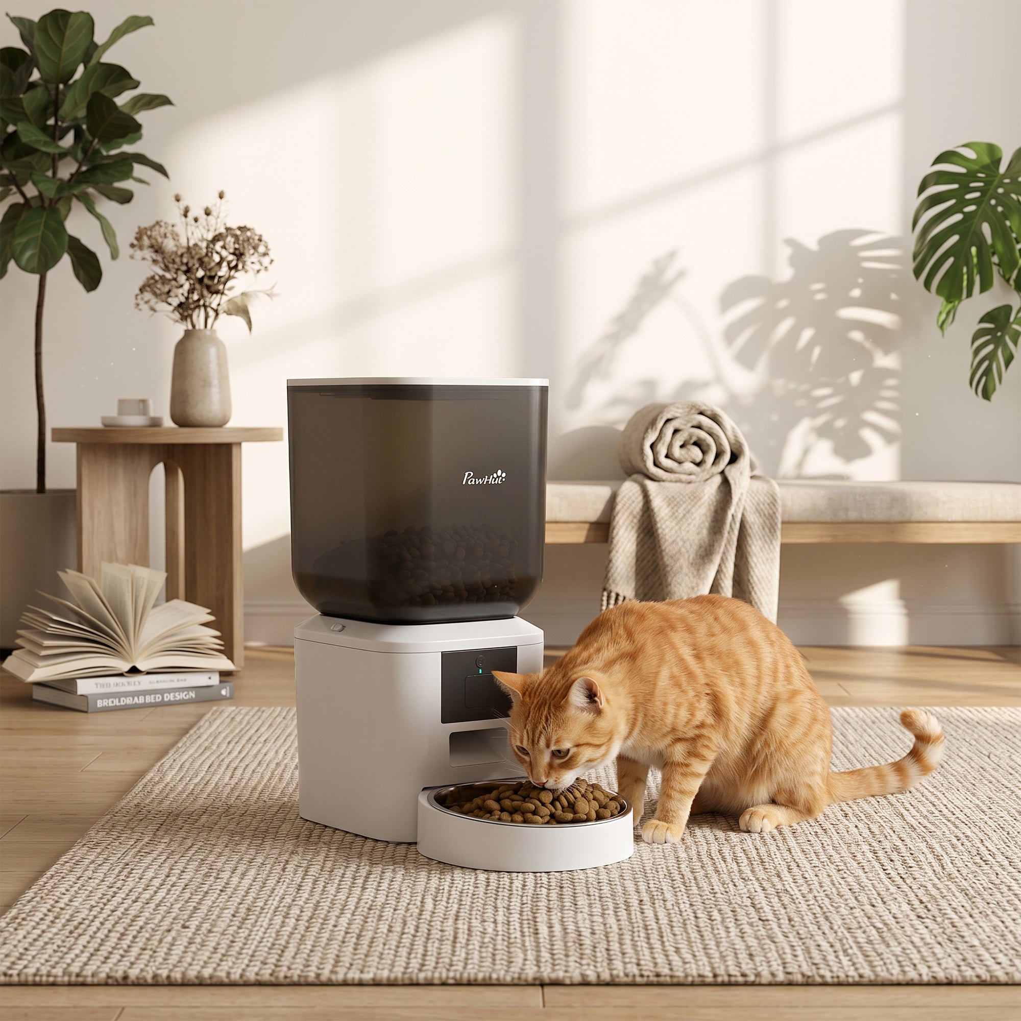 pawhut-distributeur-croquettes-chat-automatique-wifi-8l-avec-appel-repas image 4