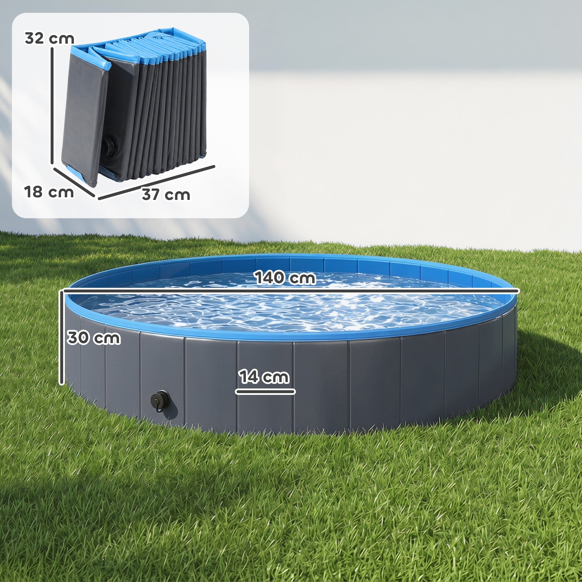 pawhut-piscine-pliable-pour-chien-140-x-30-cm-pvc-bleu-et-gris-fonc image 5
