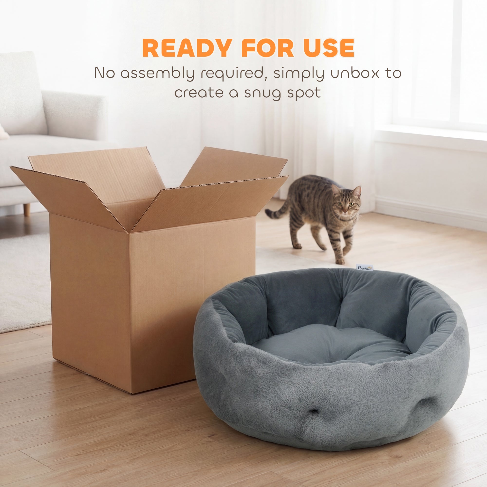 pawhut-panier-r-versible-rond-pour-chat-et-petit-chien-gris-fonc image 8