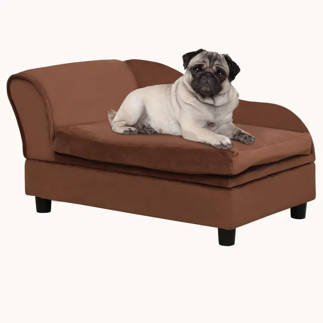 pawhut-canap-chien-petit-chien-avec-coffre-23-l-marron image 1