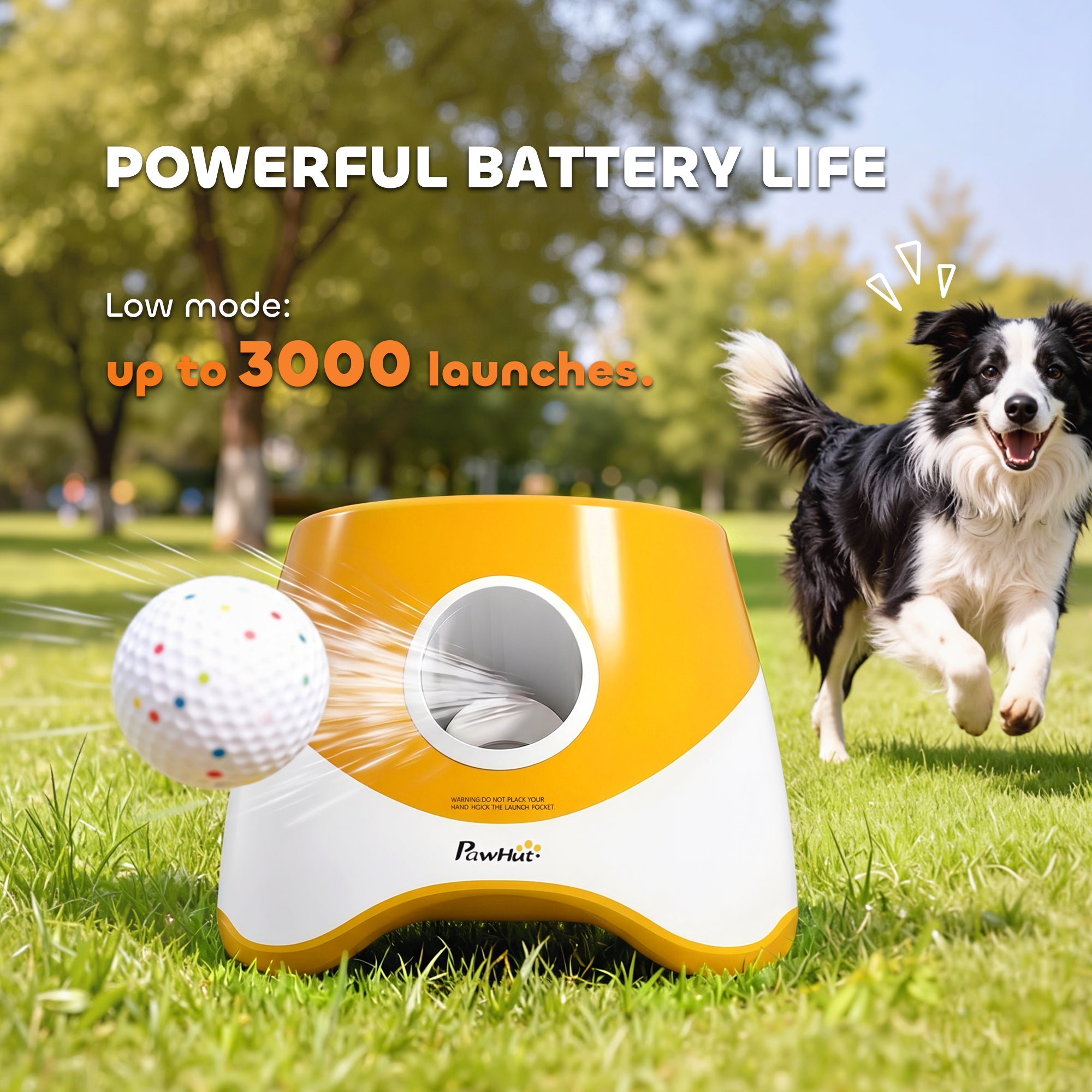 pawhut-lanceur-de-balles-automatique-pour-chien-6-10-14-m-5-balles-etpu-orange image 8