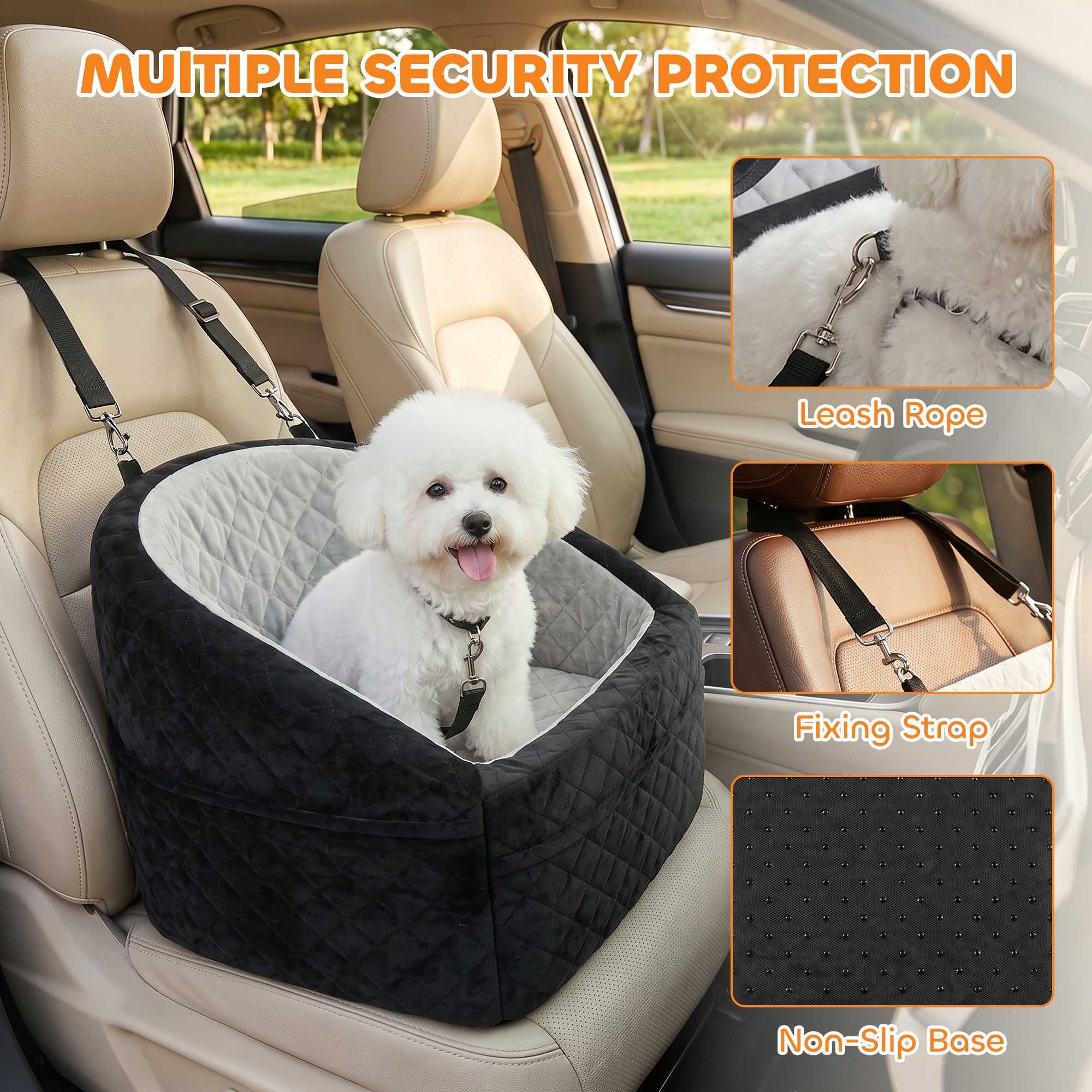 pawhut-si-ge-auto-pour-chien-petites-races-moins-de-10kg-lit-lavable-gris image 6