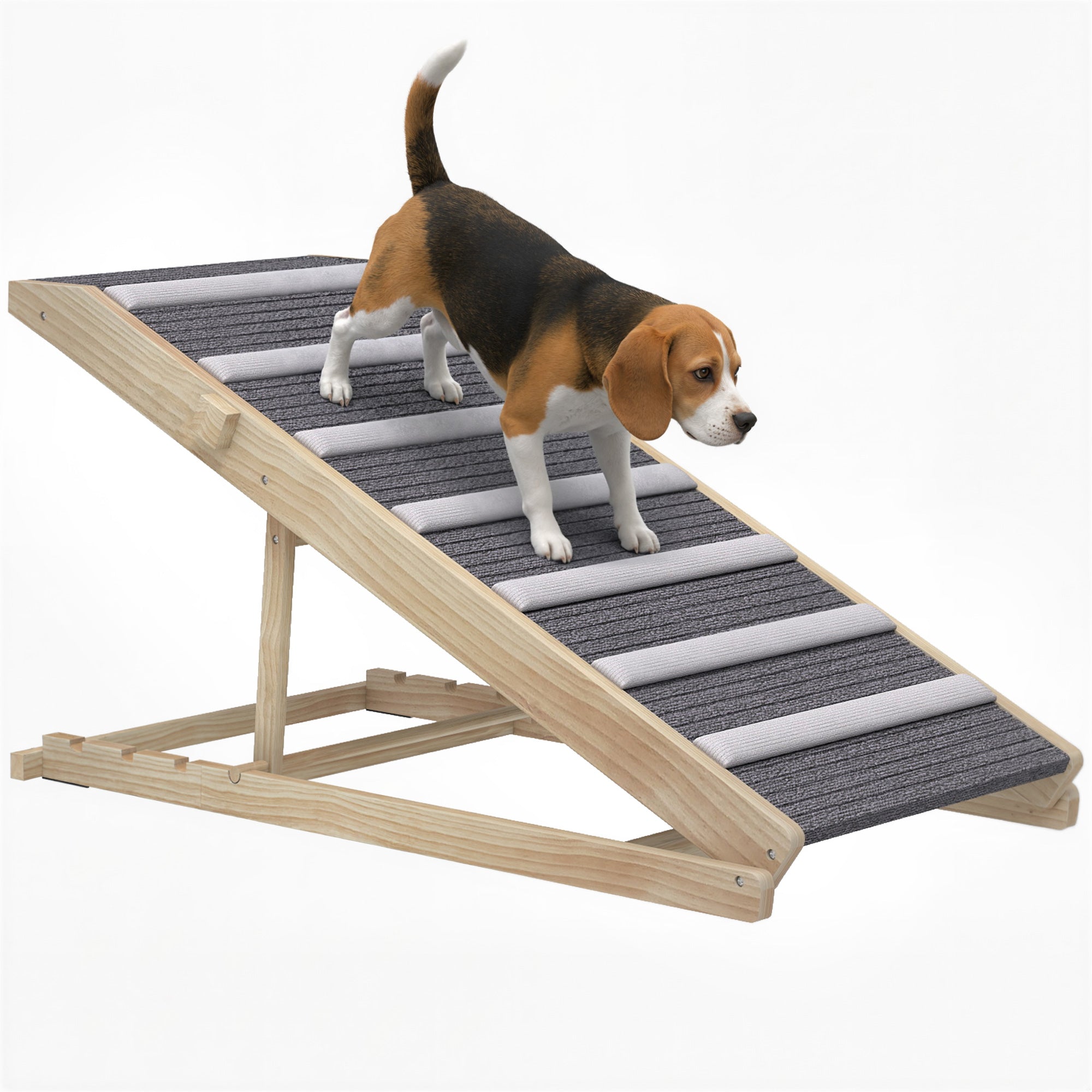 pawhut-rampe-pliante-pour-chien-4-hauteurs-r-glables-naturel image 1