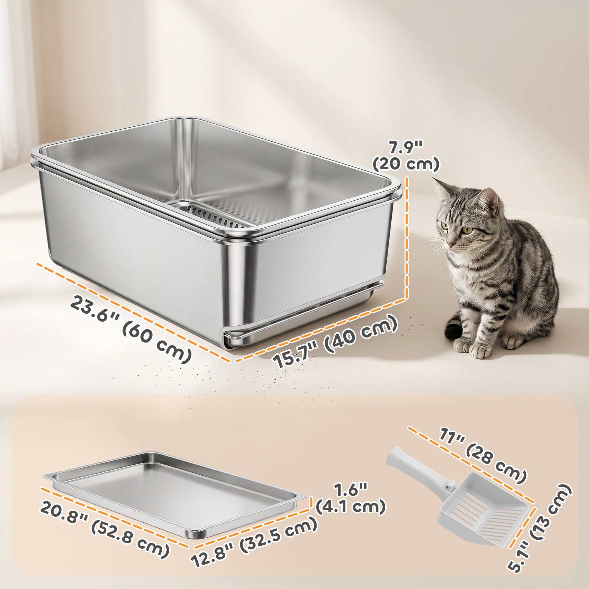 pawhut-bac-liti-re-inox-xl-tamisant-pour-granul-s-de-pin-argent image 5