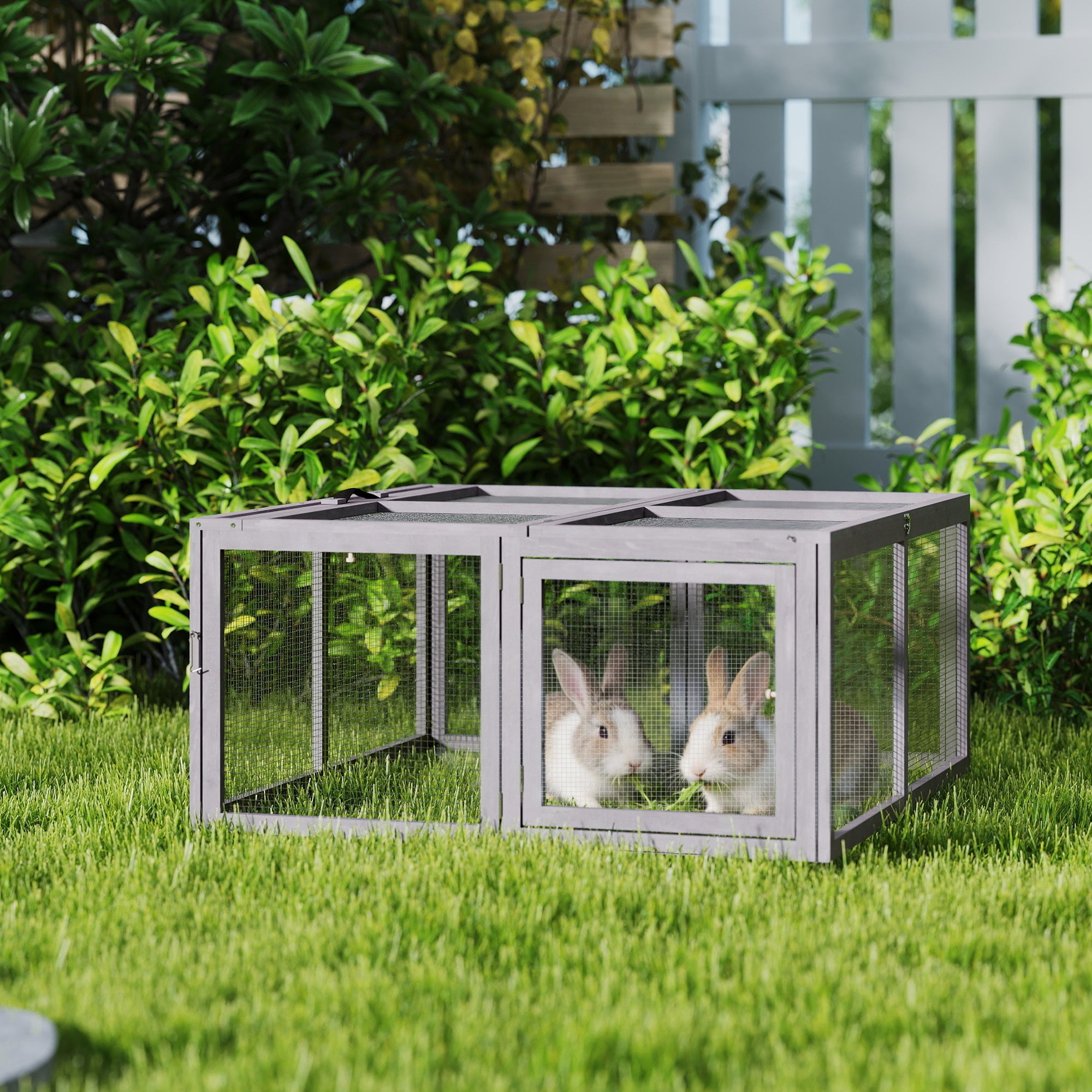 pawhut-enclos-pliable-pour-lapins-110-x-105-x-50-cm-gris image 4