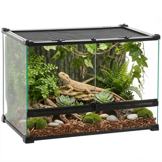 pawhut-terrarium-reptile-en-verre-50-x-30-x-35-cm-avec-fond-corce-noir image 1