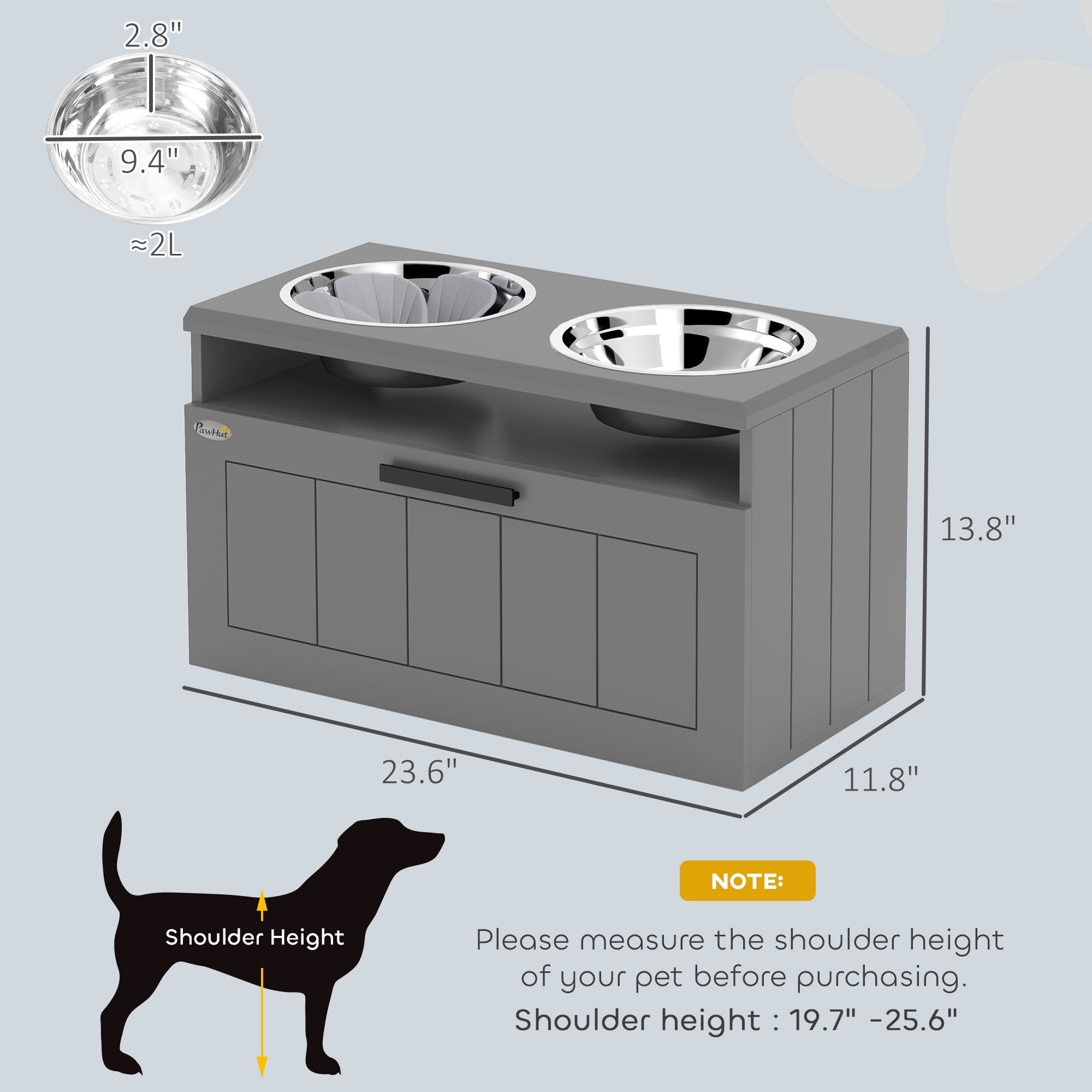 pawhut-station-d-alimentation-sur-lev-e-pour-chien-avec-2-bols-inox-tiroir-25l-e image 5