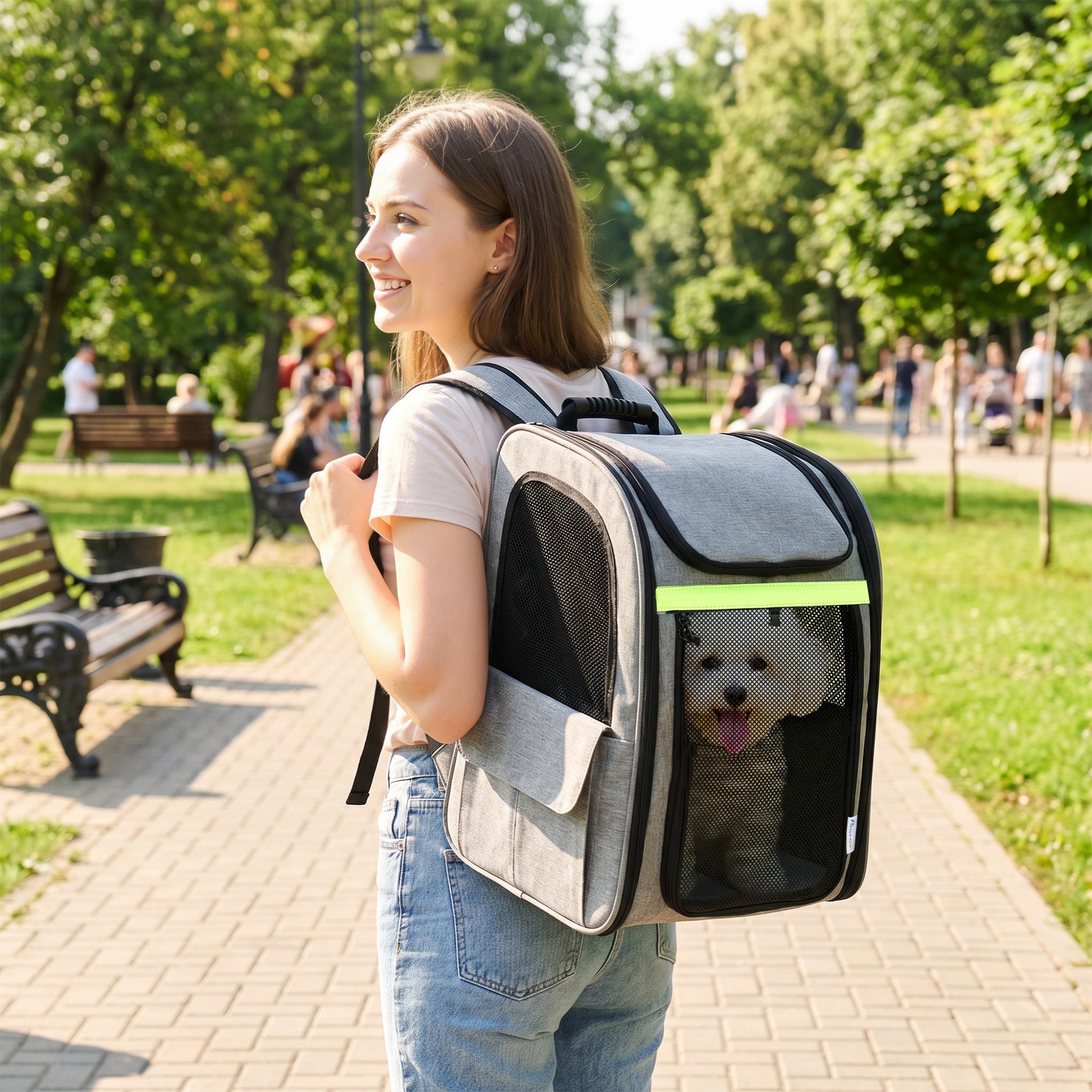 pawhut-sac-dos-transporteur-pour-animaux-extensible-et-respirant-gris-clair image 4