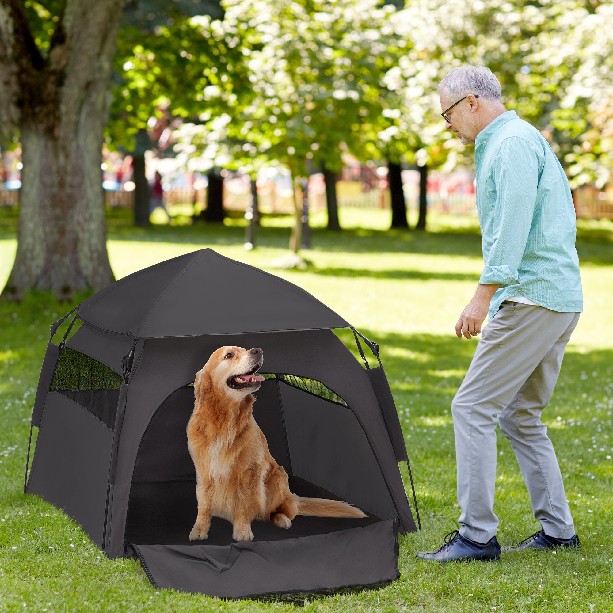 pawhut-tente-pop-up-pour-chiens-l-xl-avec-sac-gris-fonc image 3