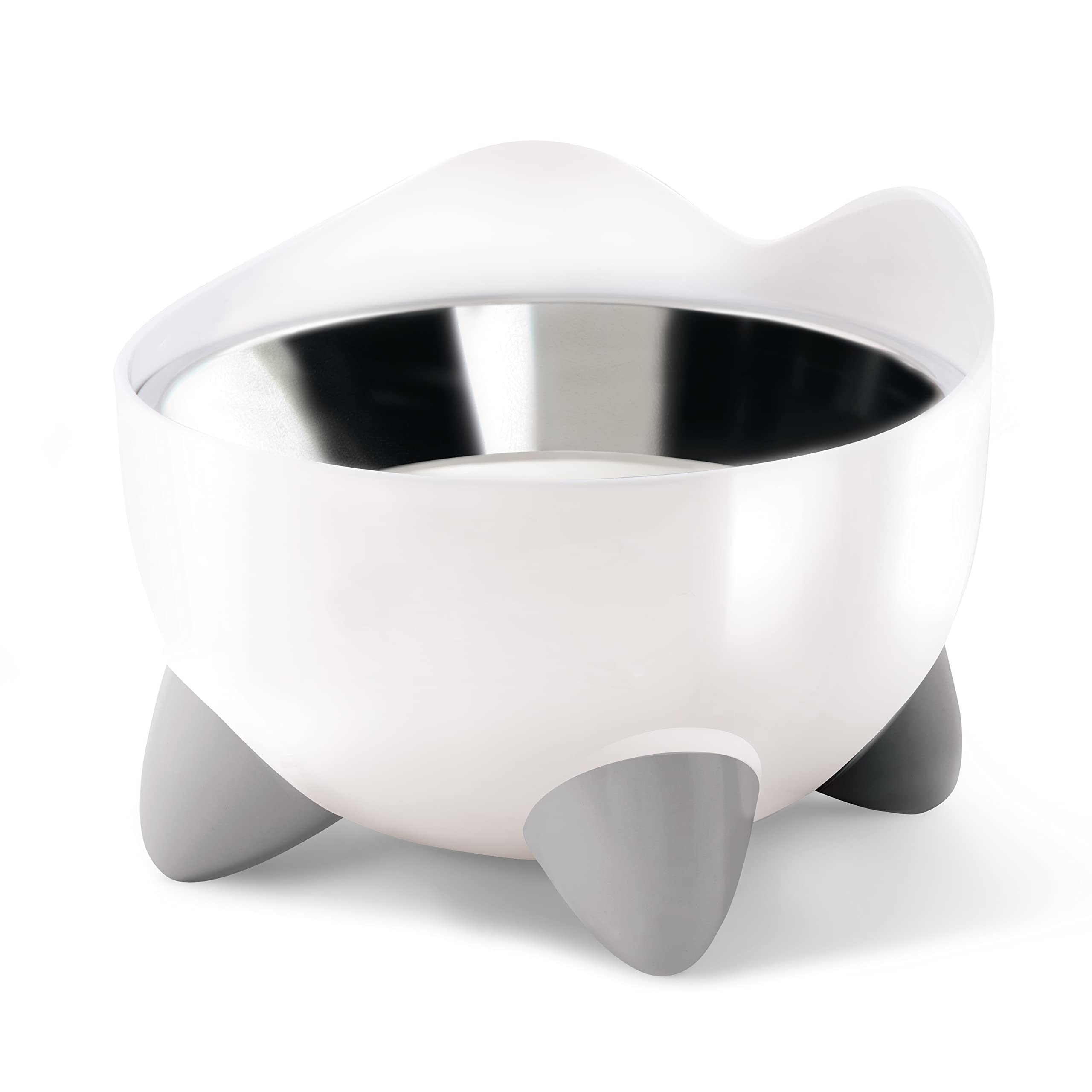 catit-pixi-gamelle-ergonomique-sur-lev-e-pour-chat-blanc-200-ml-acier-inoxydable image 1