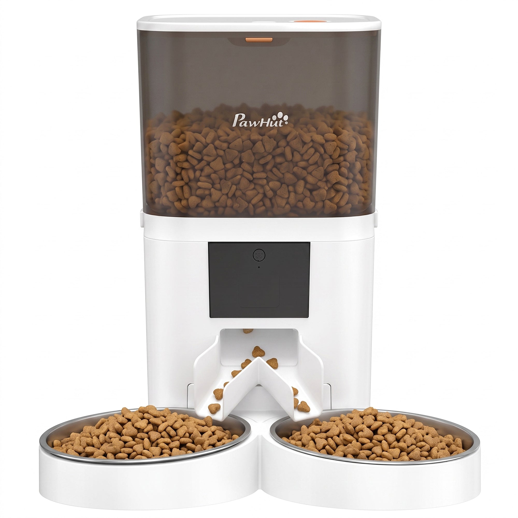 pawhut-distributeur-croquettes-chat-automatique-6l-avec-appli-et-double-bol image 2