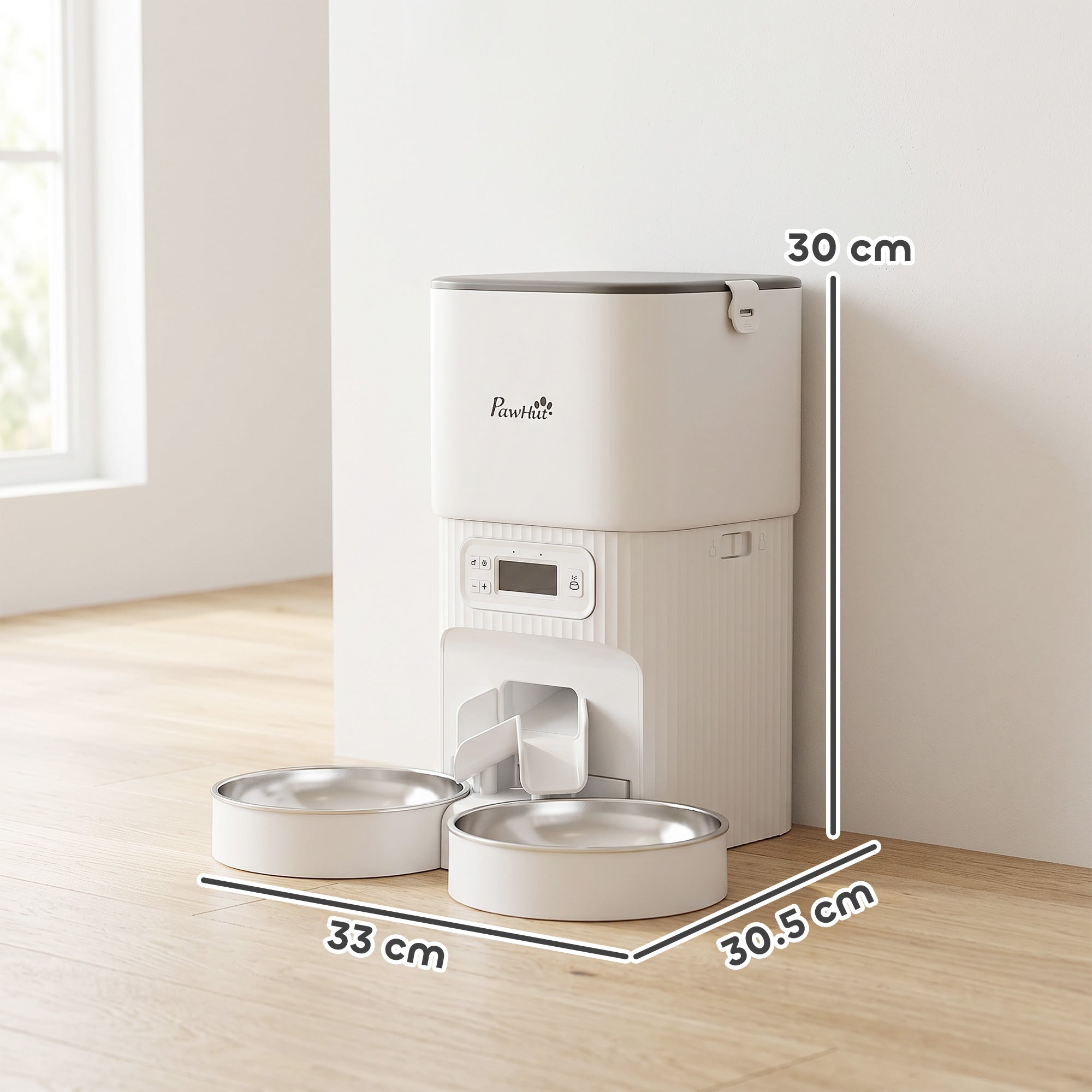 pawhut-distributeur-automatique-pour-chat-4l-1-6-repas-avec-bols-inox image 5