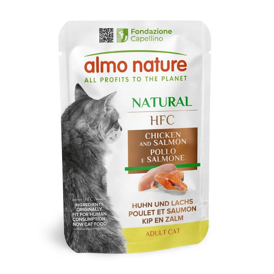 almo-nature-hfc-natural-poulet-et-saumon-lot-de-24-sachets-de-55-g image 1