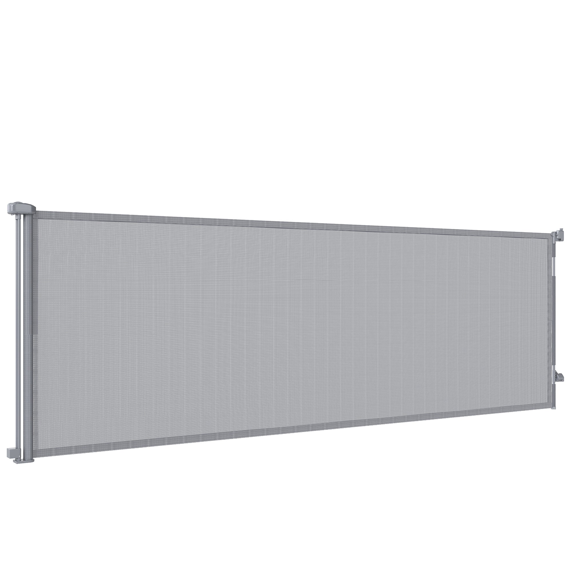 pawhut-barri-re-de-s-curit-chien-r-tractable-300-cm-grise-escaliers-et-portes image 2