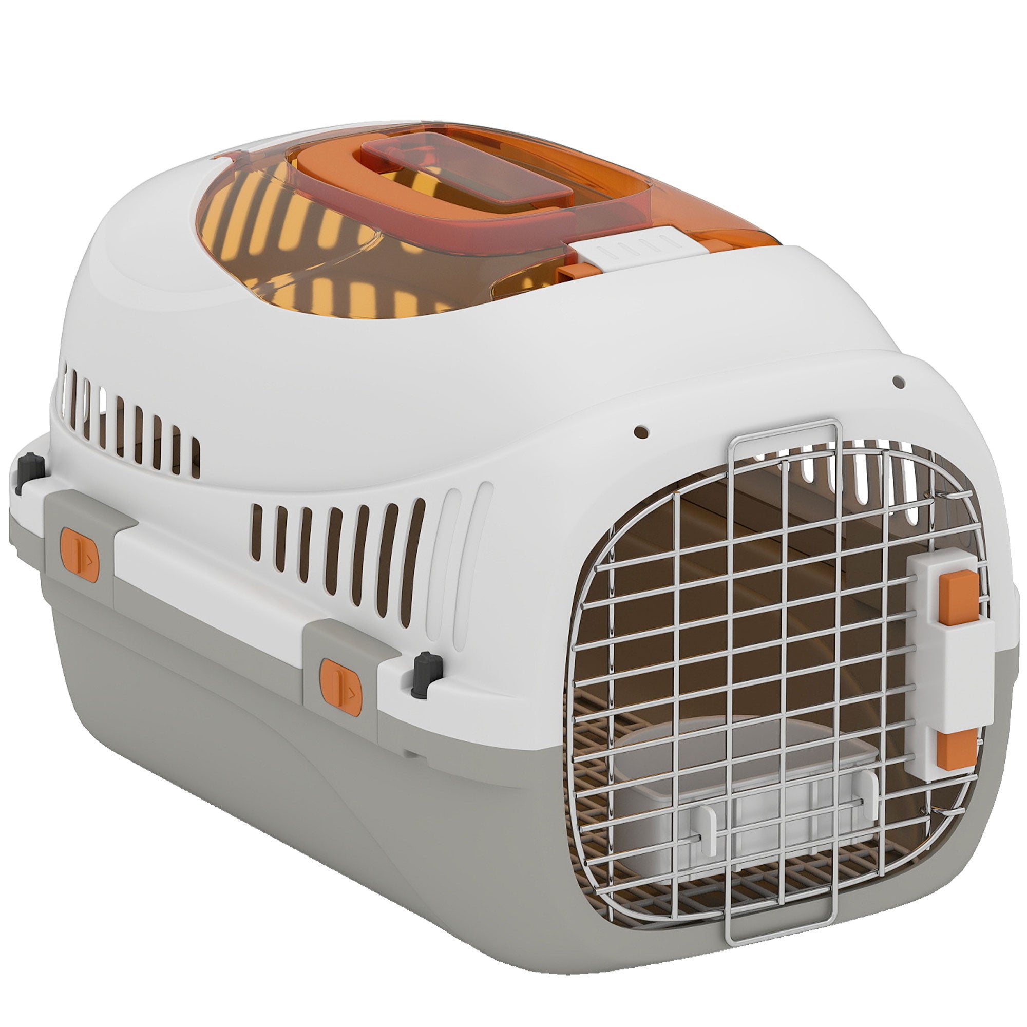 pawhut-caisse-de-transport-rigide-pour-chats-et-petits-chiens-avec-porte-acier-e image 2