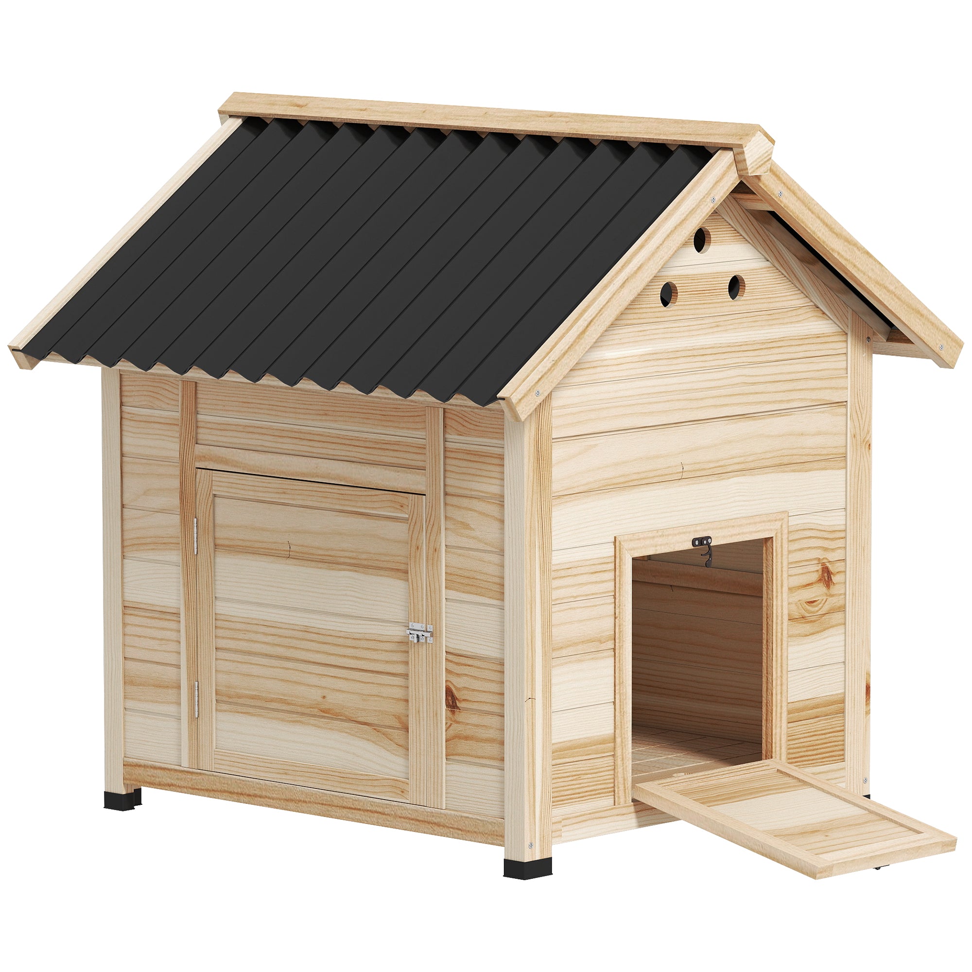 pawhut-abri-canard-en-bois-de-sapin-avec-toit-ouvrable-finition-naturelle image 1