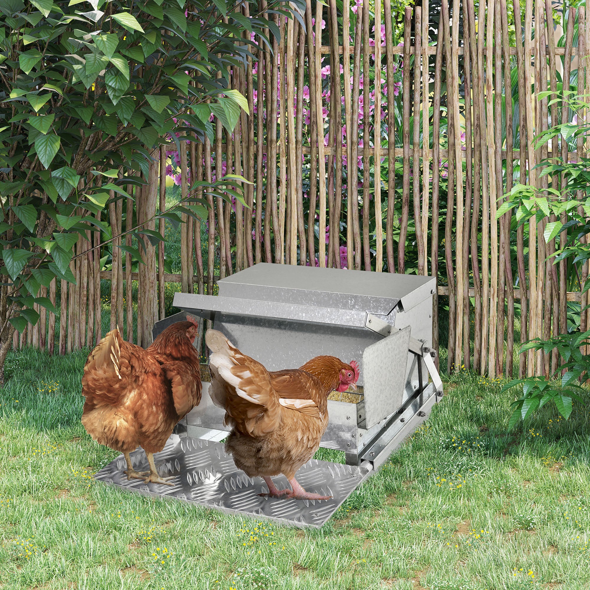 pawhut-mangeoire-automatique-poules-11-5-kg-tanche-pour-10-poules image 3