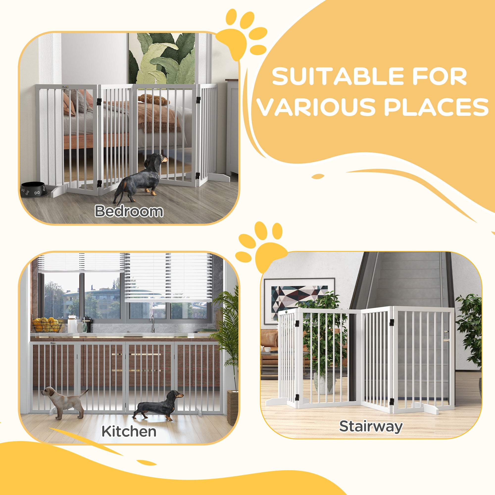 pawhut-barri-re-pour-chiens-4-panneaux-bois-pliable-blanc-autoportante image 6