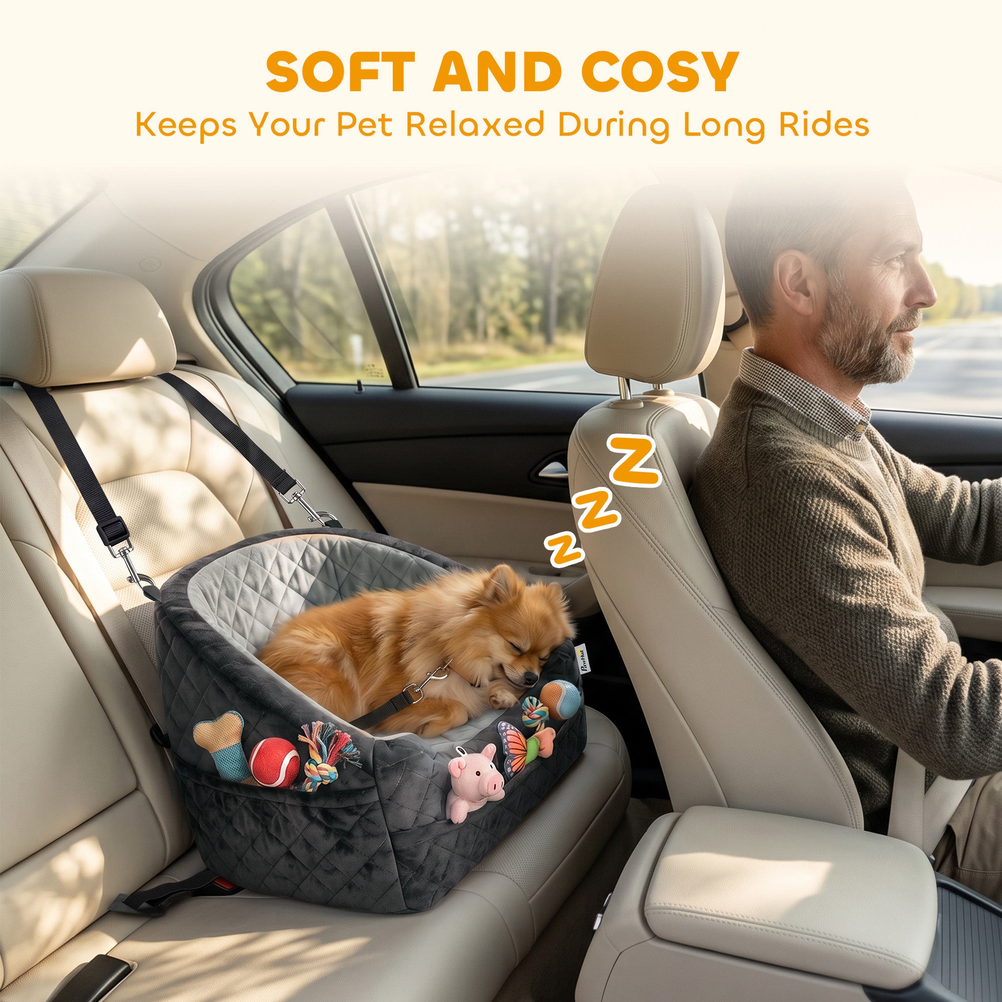 pawhut-si-ge-auto-rehausseur-portable-pour-petit-chien-moins-de-10-kg-coussin-pa image 7
