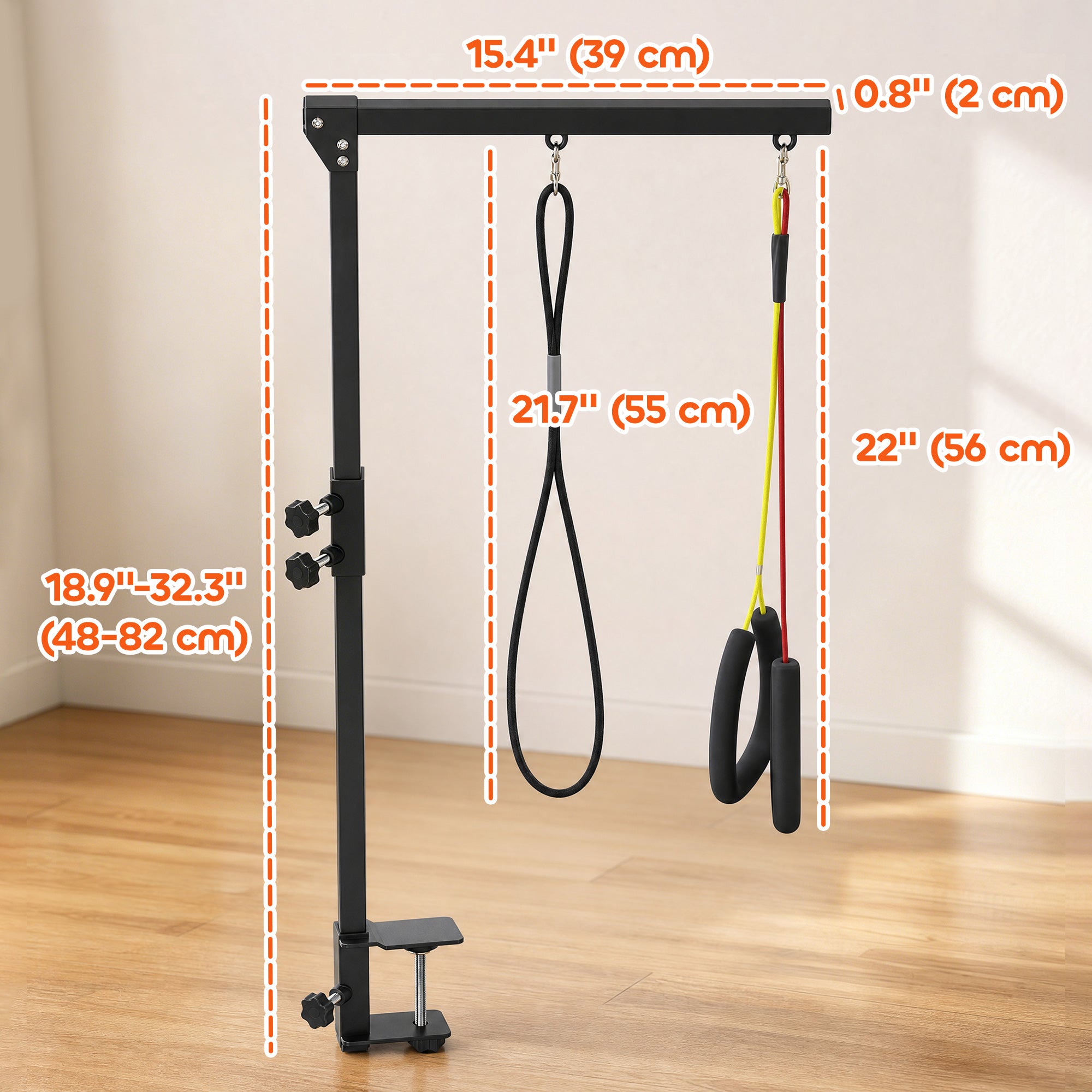 pawhut-potence-de-toilettage-r-glable-48-82-cm-avec-pince-et-2-laisse-noire image 5