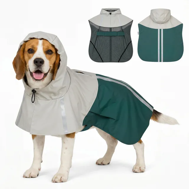 pawhut-imperm-able-pour-chien-moyen-vert-taille-m-avec-capuche image 1