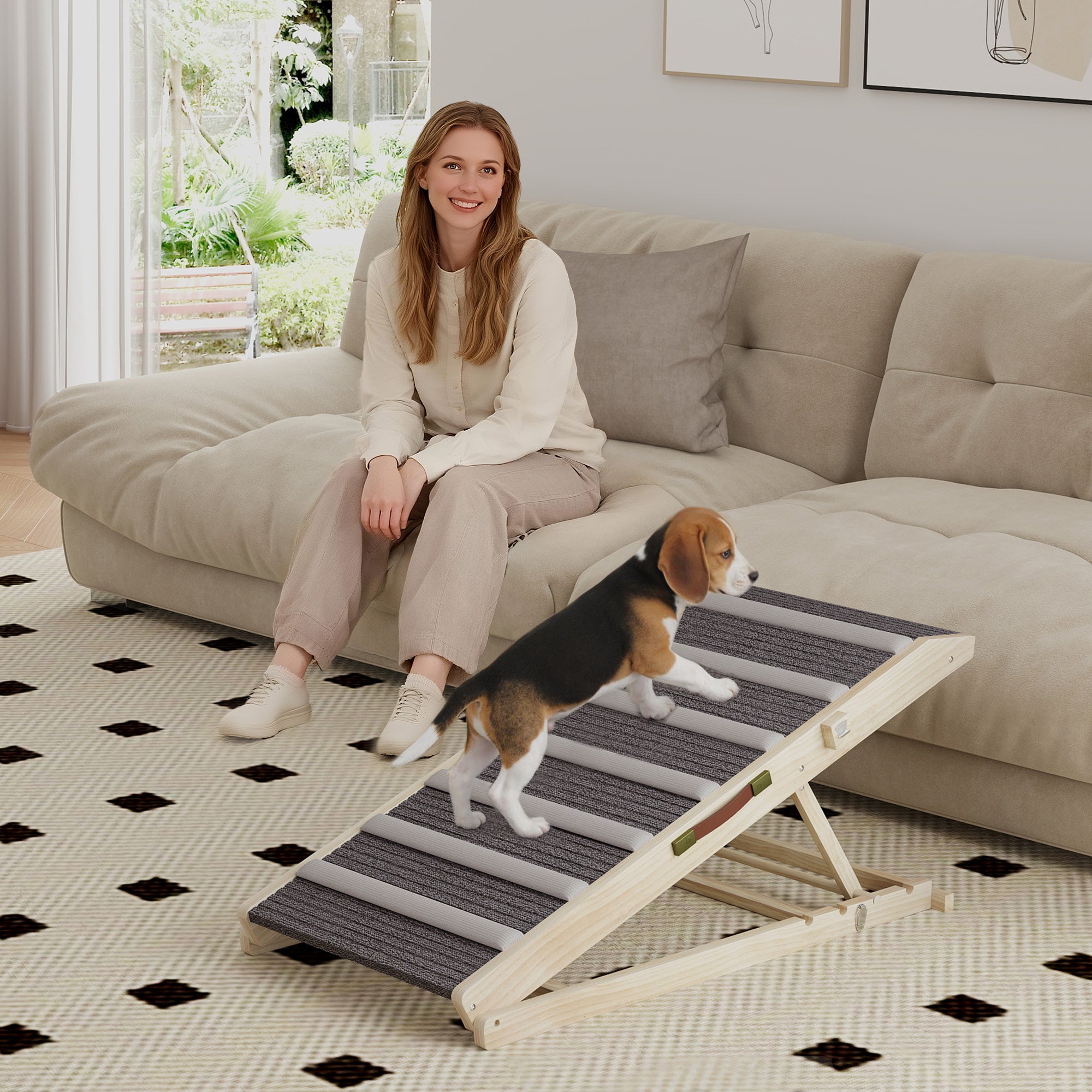 pawhut-rampe-pour-chien-r-glable-antid-rapante-avec-moquette-pour-seniors image 3