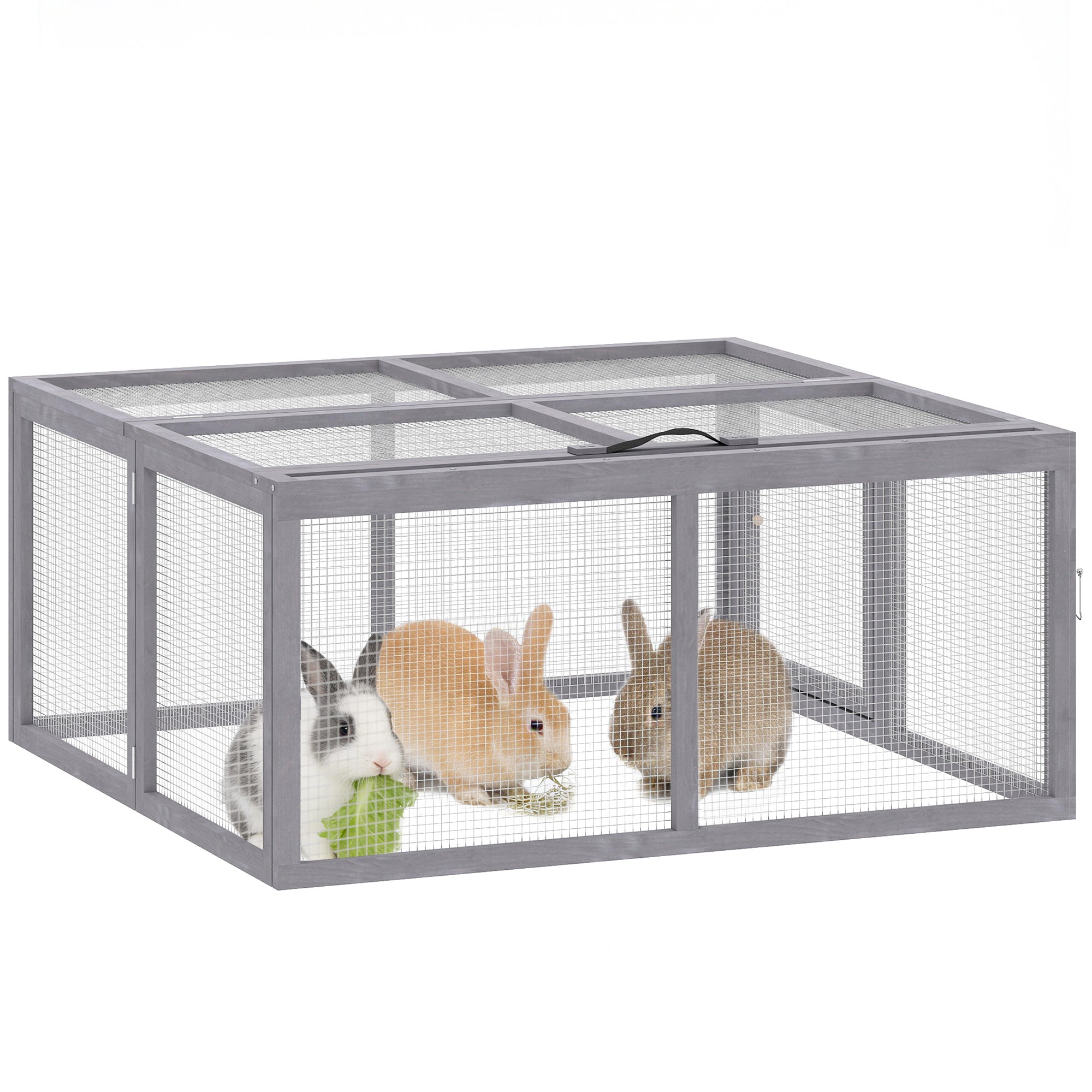 pawhut-enclos-pliable-pour-lapins-110-x-105-x-50-cm-gris image 1