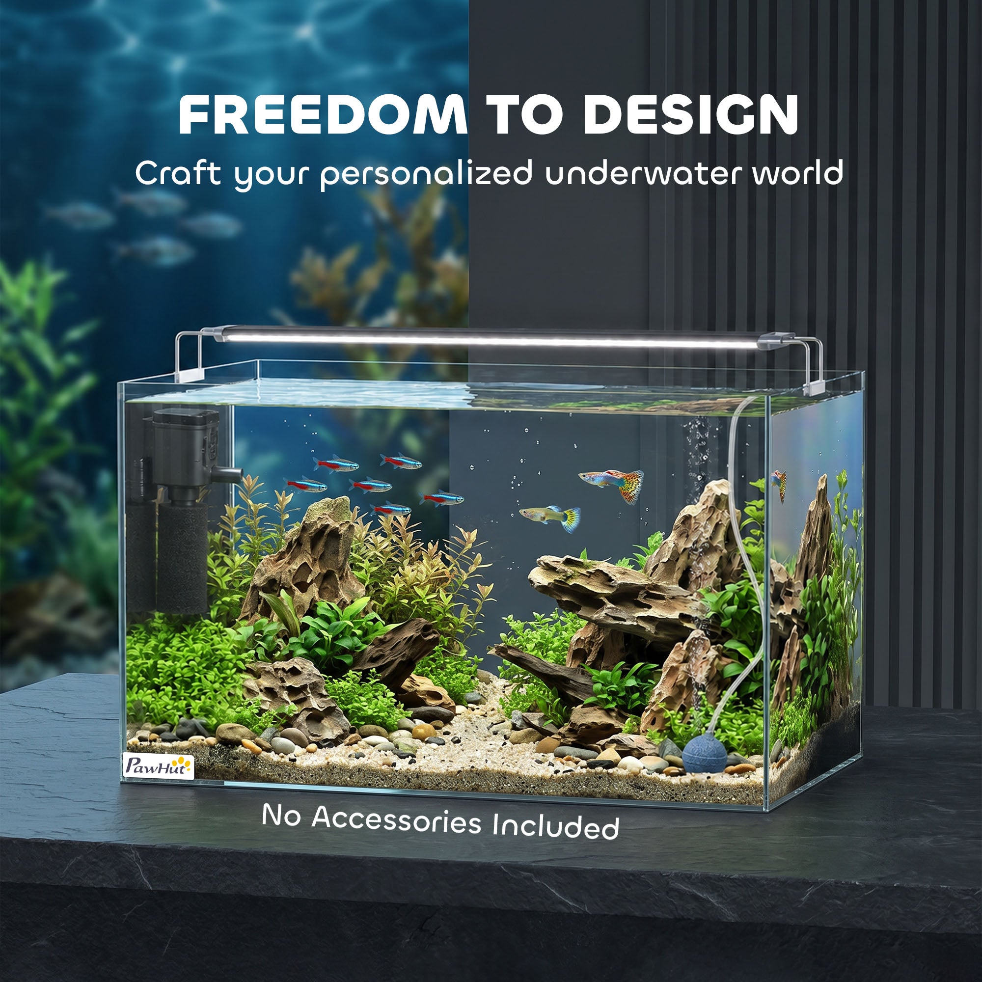 pawhut-aquarium-en-verre-43l-50-x-30-x-30-cm-avec-tapis-de-protection image 6