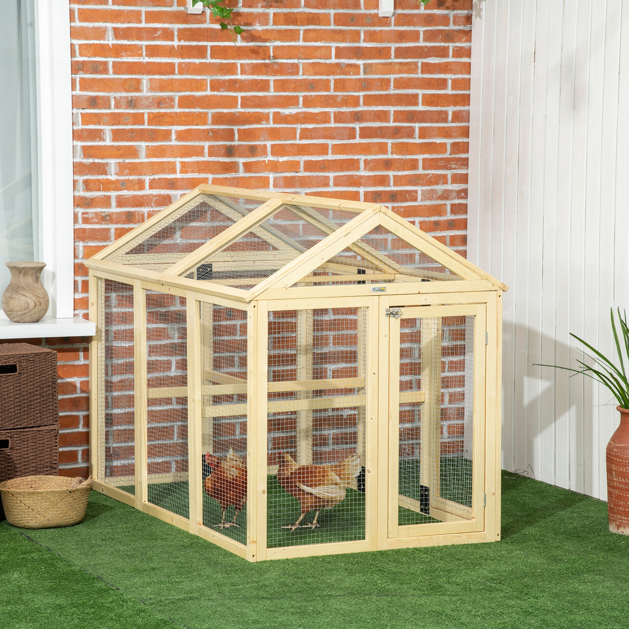 pawhut-parc-ext-rieur-pour-poules-avec-perchoirs-et-2-portes-1-3-poules-naturel image 4
