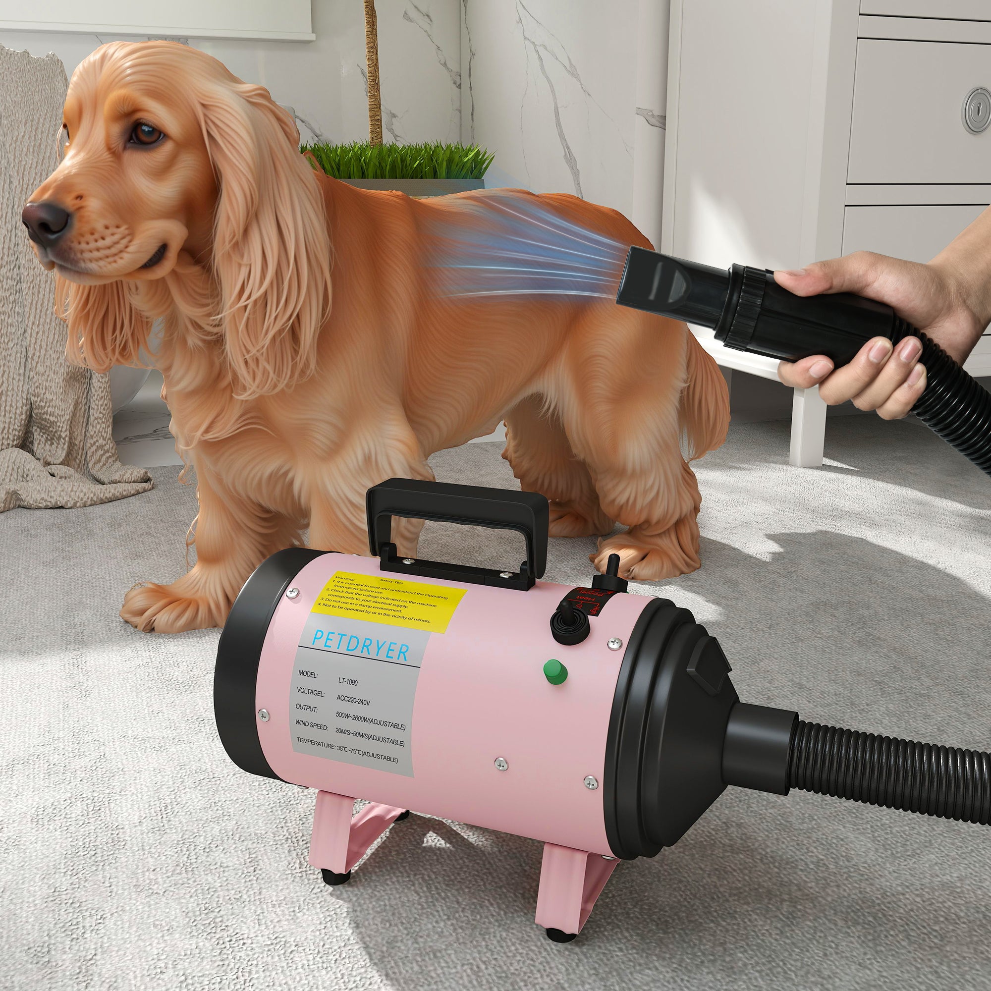 pawhut-s-che-cheveux-pour-chien-2200w-rose-temp-rature-r-glable-silencieux image 3