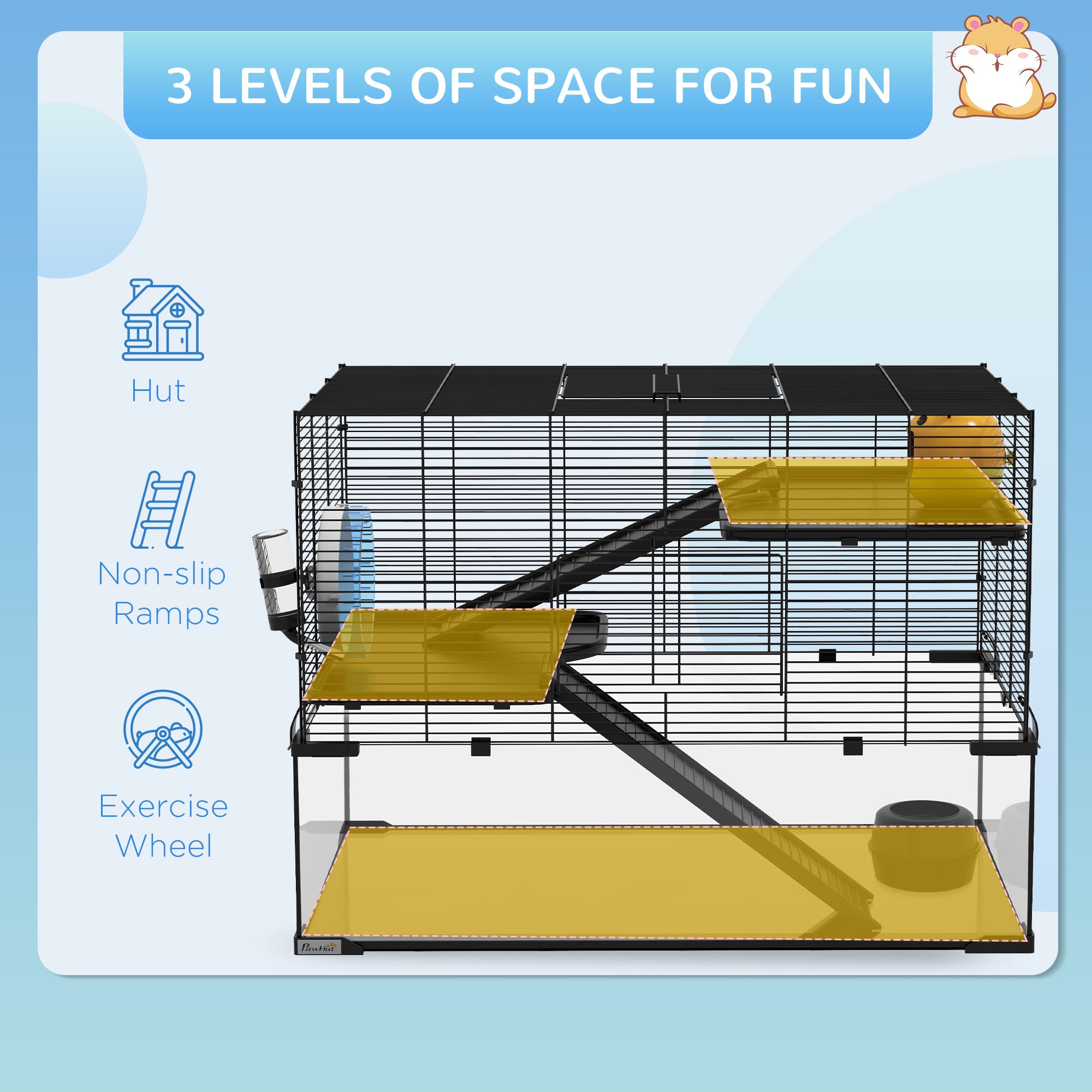 pawhut-cage-hamster-3-tages-79-x-48-x-57-cm-avec-fond-verre-tremp-et-accessoires image 8