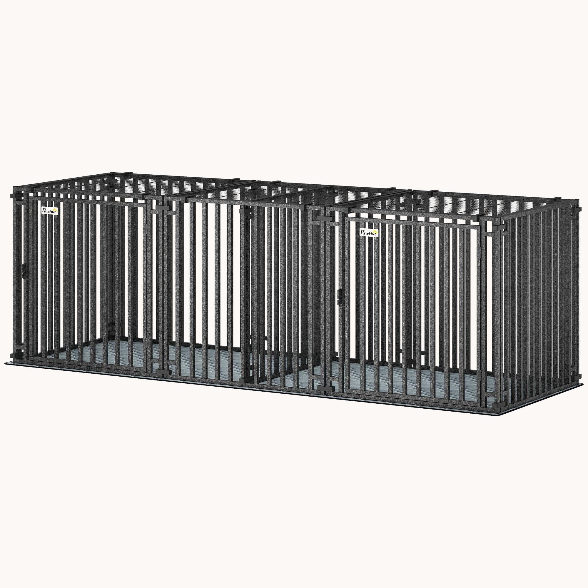 pawhut-cage-chien-robuste-m-tal-83-avec-s-parateur-et-tapis-noir image 2