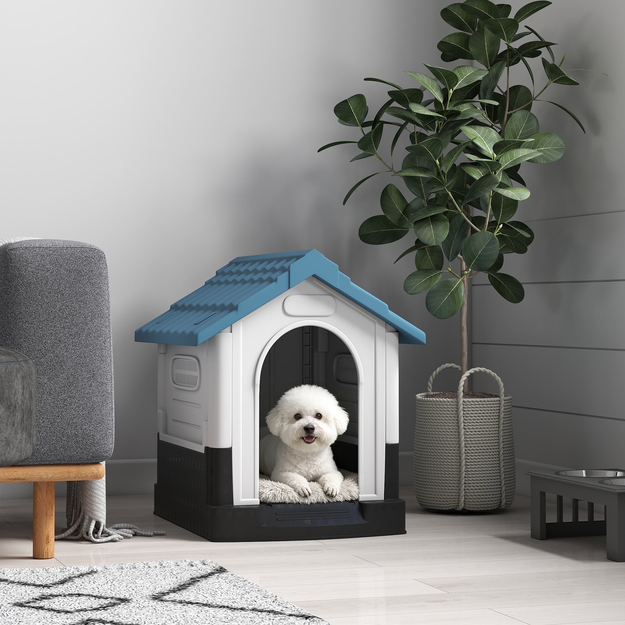 pawhut-niche-chien-plastique-ventil-e-petit-chien-bleu image 3