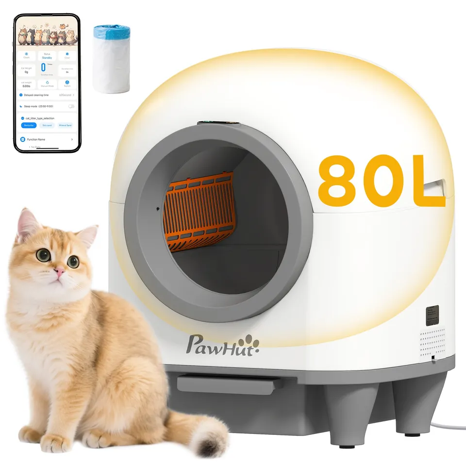 pawhut-bac-liti-re-autonettoyant-80l-connect-avec-application-multi-chats image 1