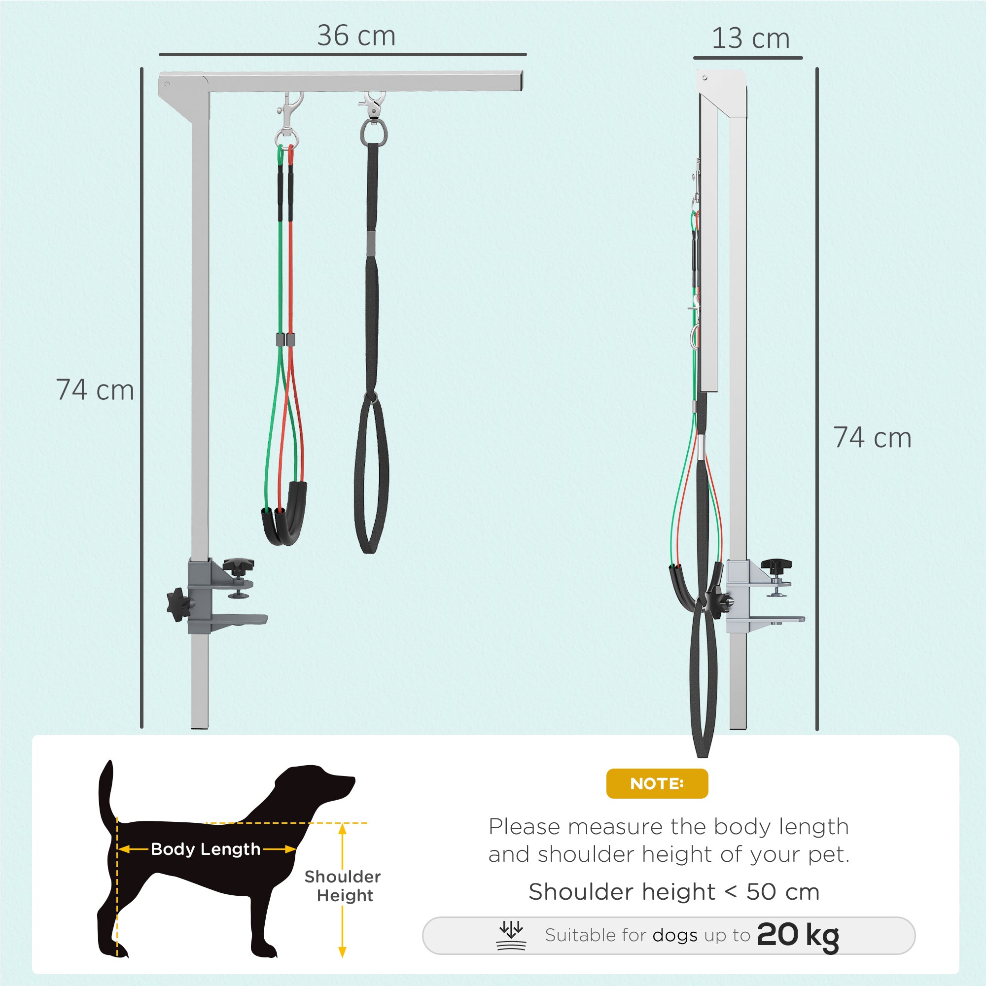 pawhut-bras-de-toilettage-pliable-noir-76-cm-avec-pince-chiens-petits-et-moyens image 5